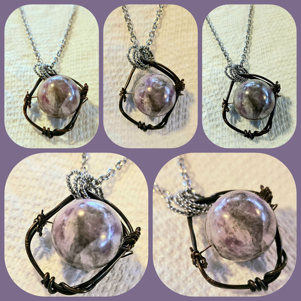 Purple Flower Jade Pendant on Stainless Steel Chain - Joyful Aura Enhancer for Happiness Lovers Unique Gift for Spontaneous Joy  Dance
