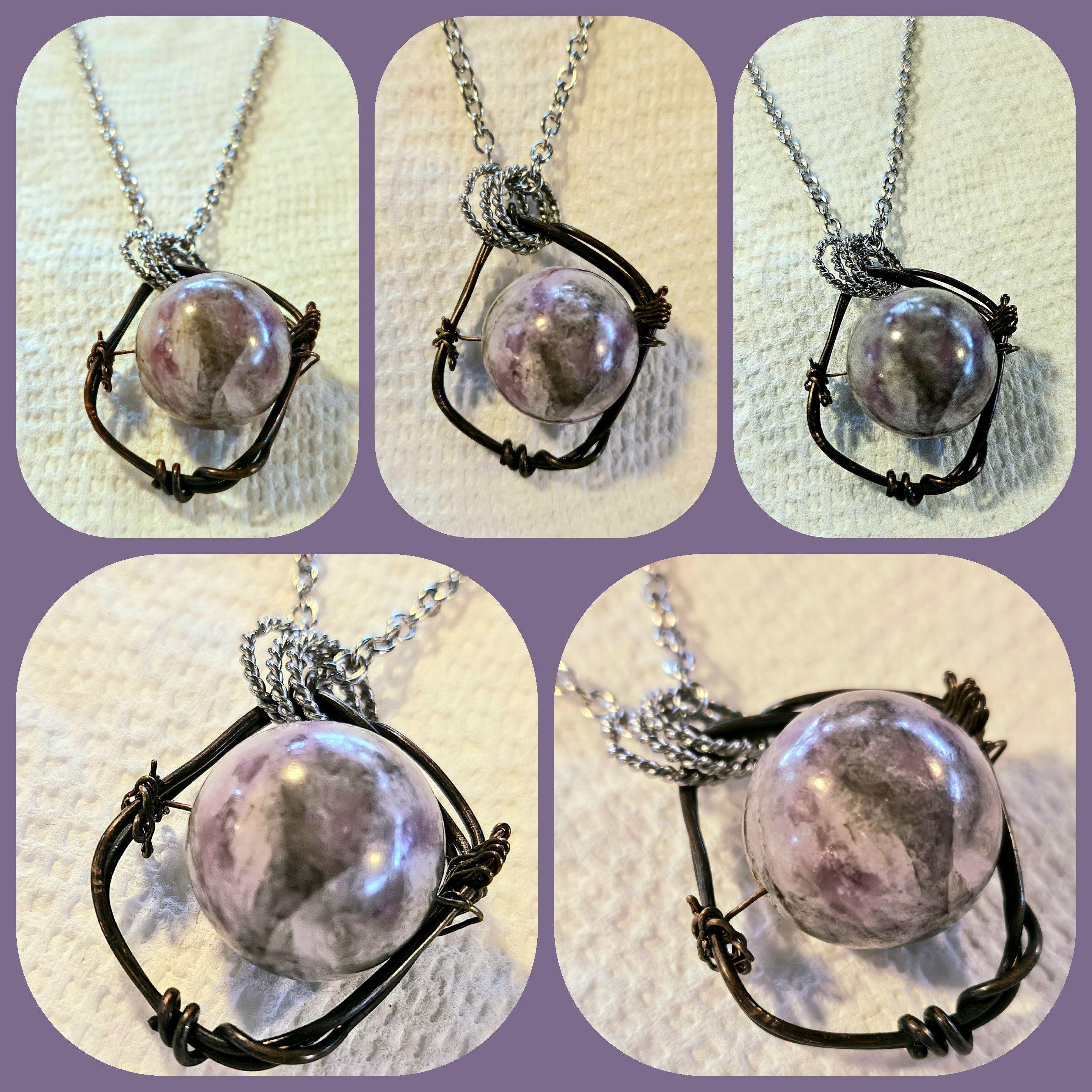 Purple Flower Jade Pendant on Stainless Steel Chain - Joyful Aura Enhancer for Happiness Lovers Unique Gift for Spontaneous Joy  Dance