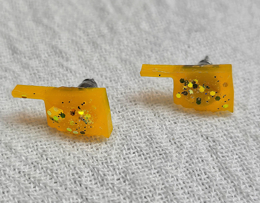 Oklahoma State Rustic Boho Handmade StudPost Earrings  Unique Jewelry Gift for Her  FREE Shipping