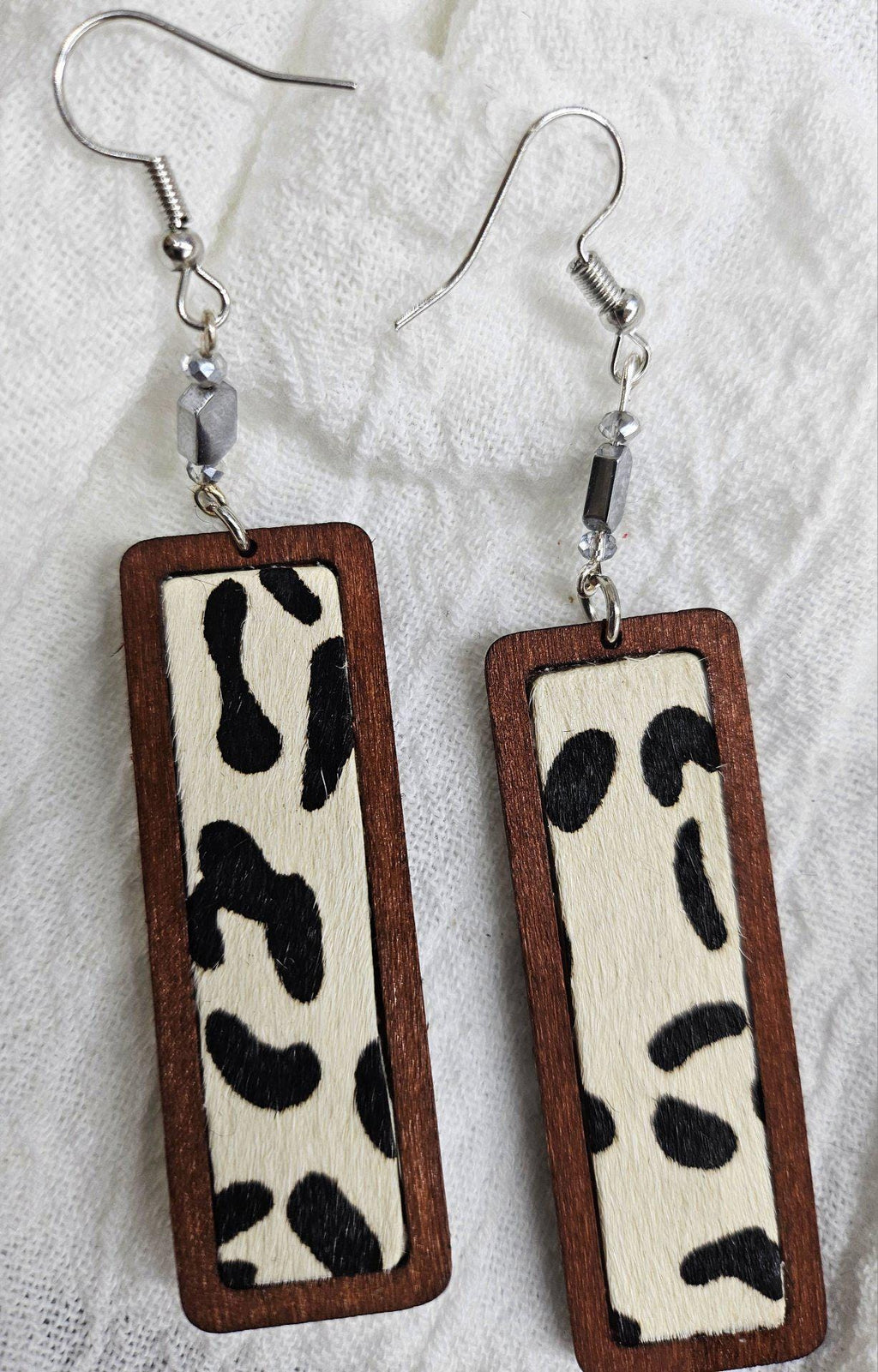 Wooden Animal Print Drop Earrings with Stainless Steel Hooks for Stylish Comfort - Nature-Inspired Fashion Statement