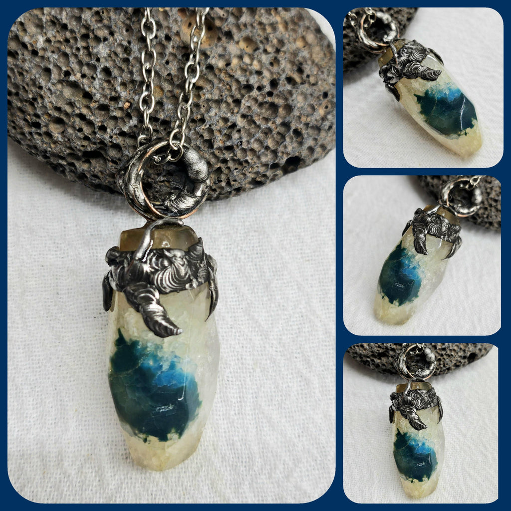 Natural Agate & Silver Solder Pendant Rustic Boho Handmade Jewelry Gift for Her Free Shipping | Rustic Boho Jewelry #401