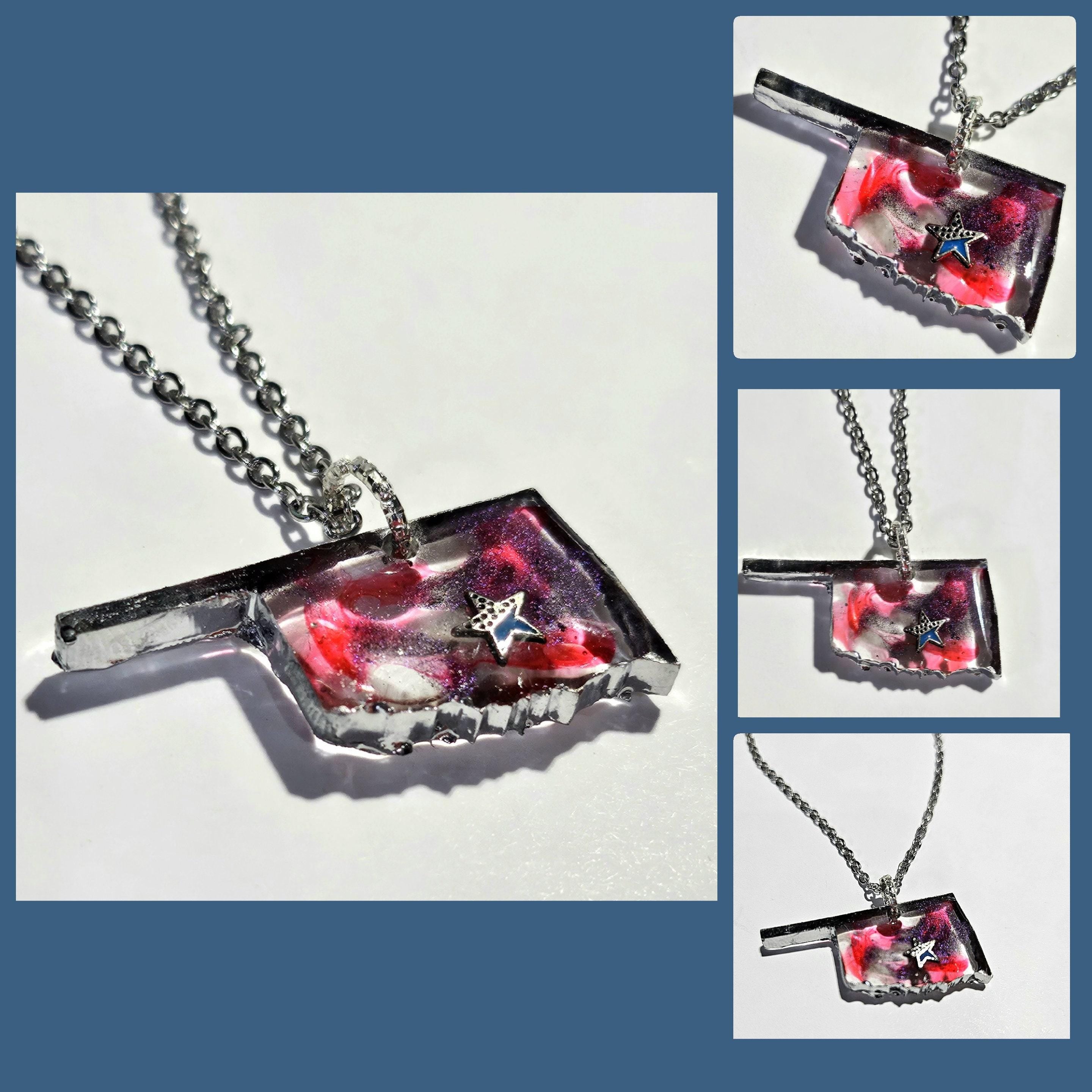 Oklahoma Pendant Necklace  Rustic Boho Handmade Jewelry Gift for Her  Free Shipping  Fast Delivery 317