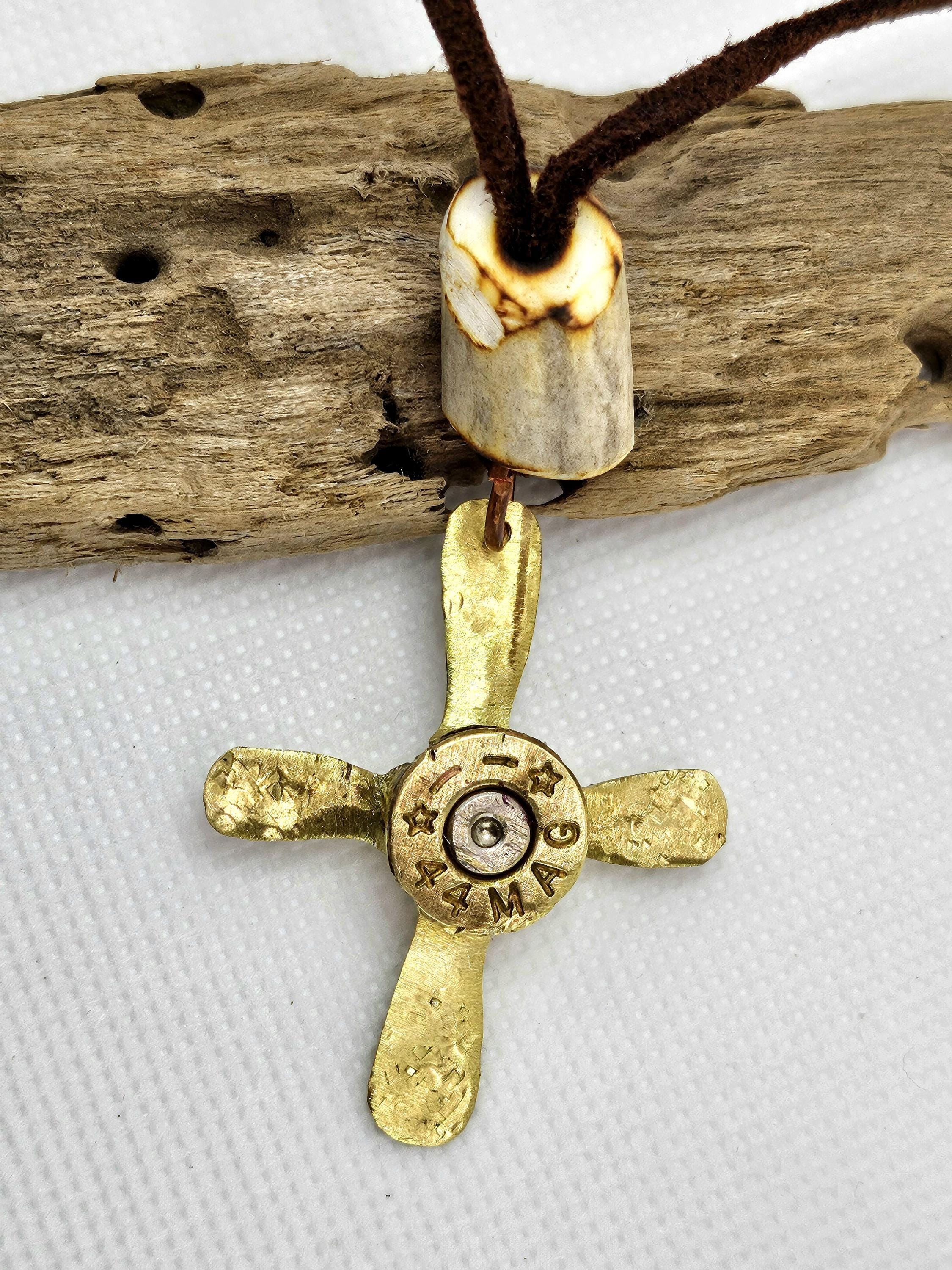 Natural Deer Antler Bead  44 Magnum Necklace - Rustic Boho Handmade Jewelry Gift for Her with Free Shipping - Unique Statement Piece