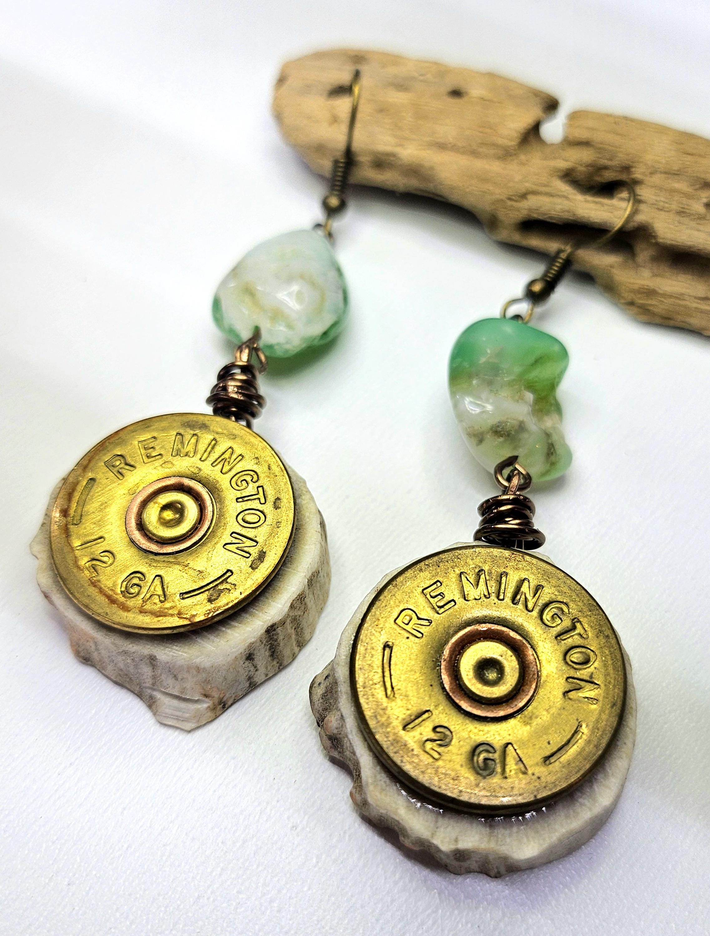 Chrysoprase Nugget Earrings with 12 Gauge Shell Head - Good Luck Charm  Happy Vibes with Durable Stainless Steel Hooks