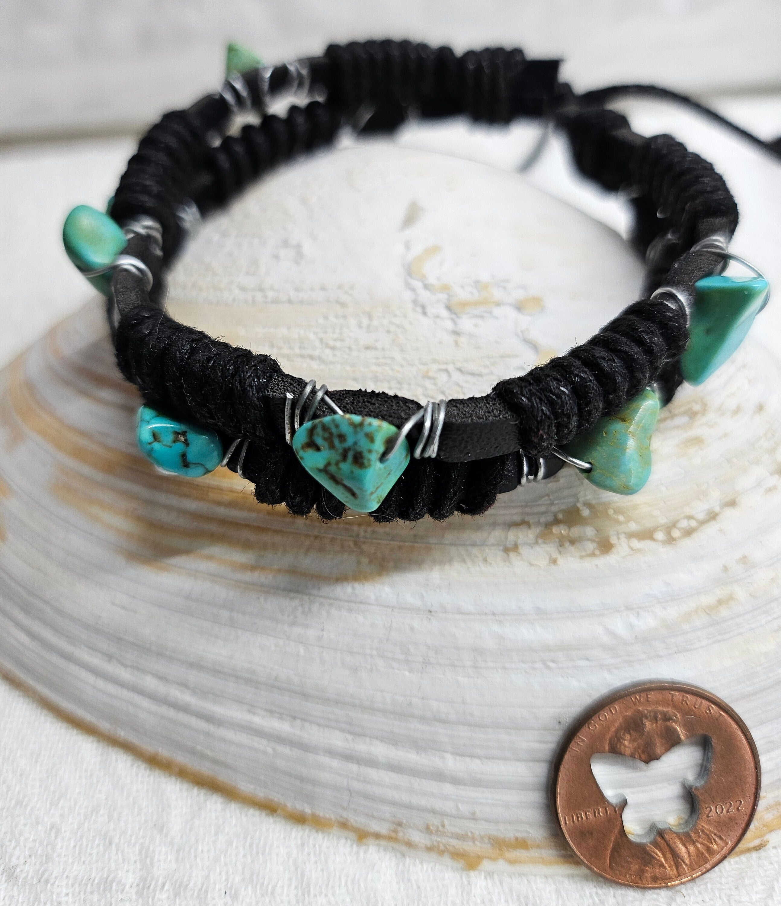 Natural Turquoise  Soft Leather Bracelet for Women - Vibrant Chip Stones Rustic Chic Accessory for Any Occasion