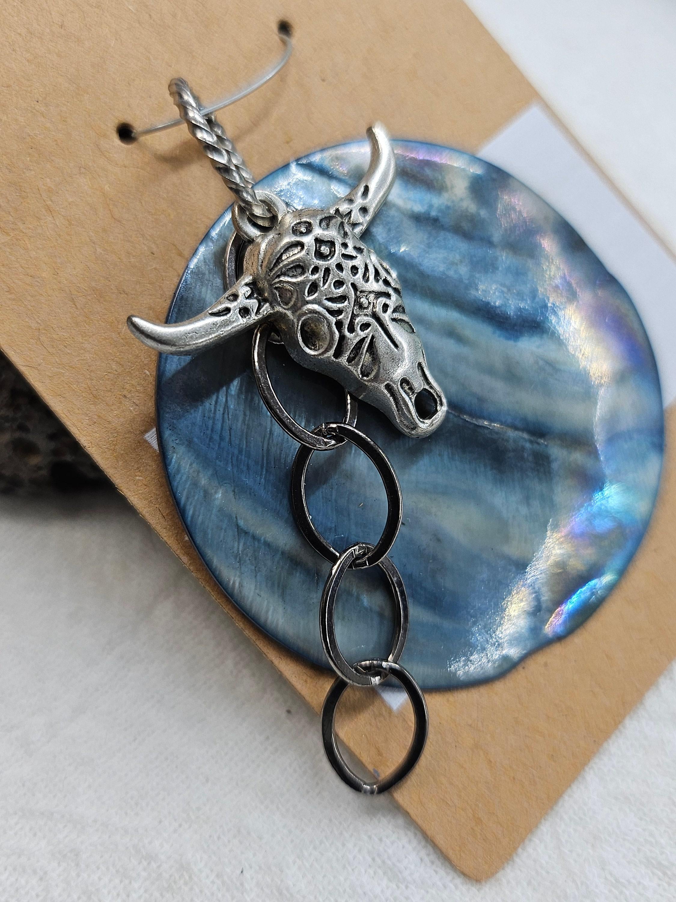 Rustic Shell  Cow Head Charm Pendant Necklace  Handmade Boho Jewelry Gift for Her  Unique Farm Animal Accessory with FREE Shipping