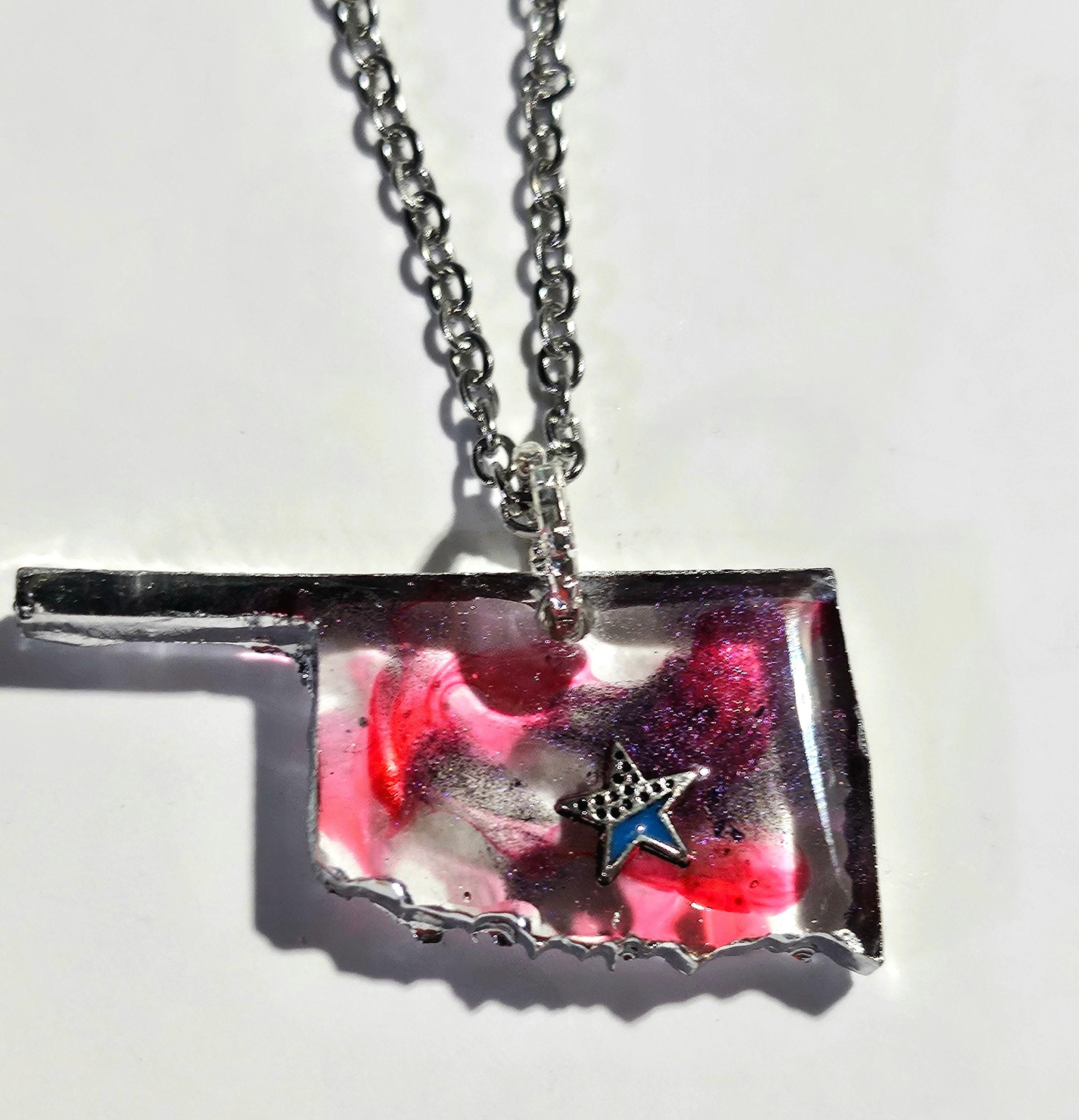 Oklahoma Pendant Necklace  Rustic Boho Handmade Jewelry Gift for Her  Free Shipping  Fast Delivery 317