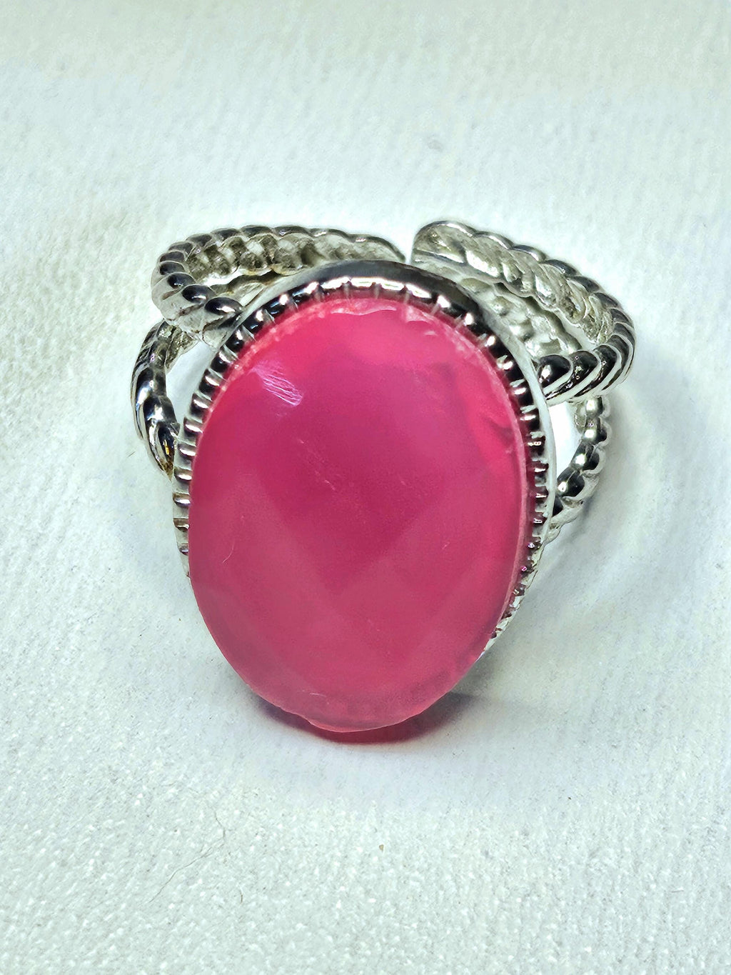 Pink Chalcedony Stainless Steel Ring - Generosity Stone for Heart Chakra Healing  Positive Energy Kindness Magnet
