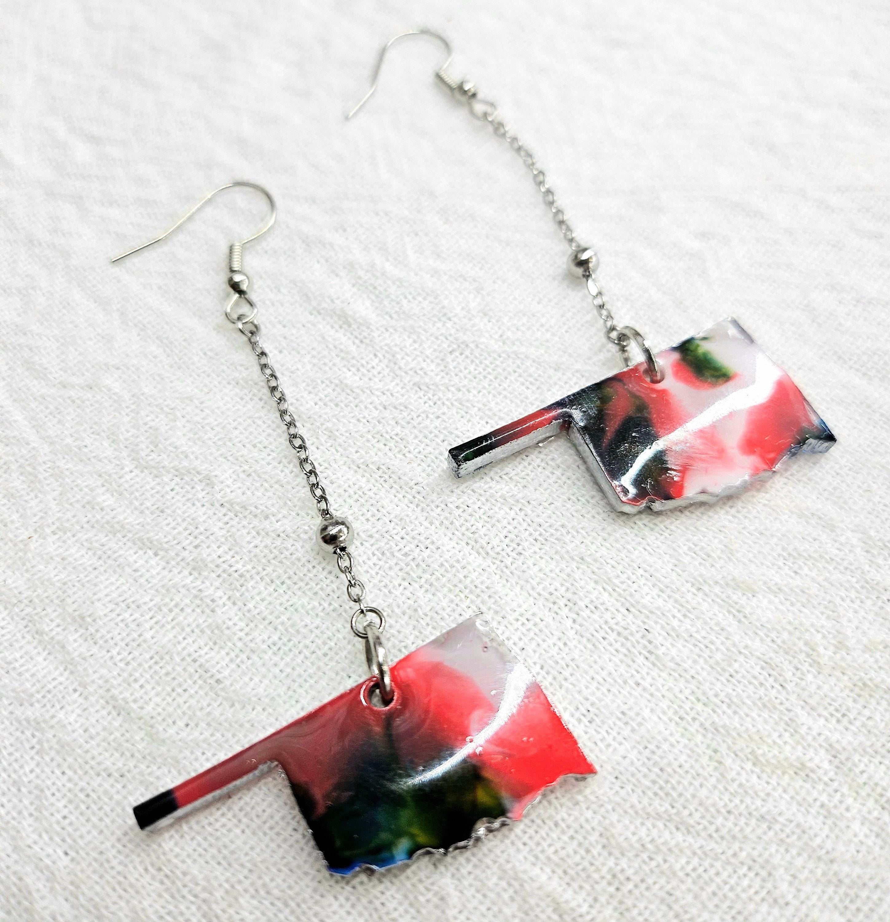 Oklahoma Dangle Earrings Rustic Boho Handmade Jewelry Gift for Her with Free Shipping Unique Statement Accessories for Weddings  Beach Days