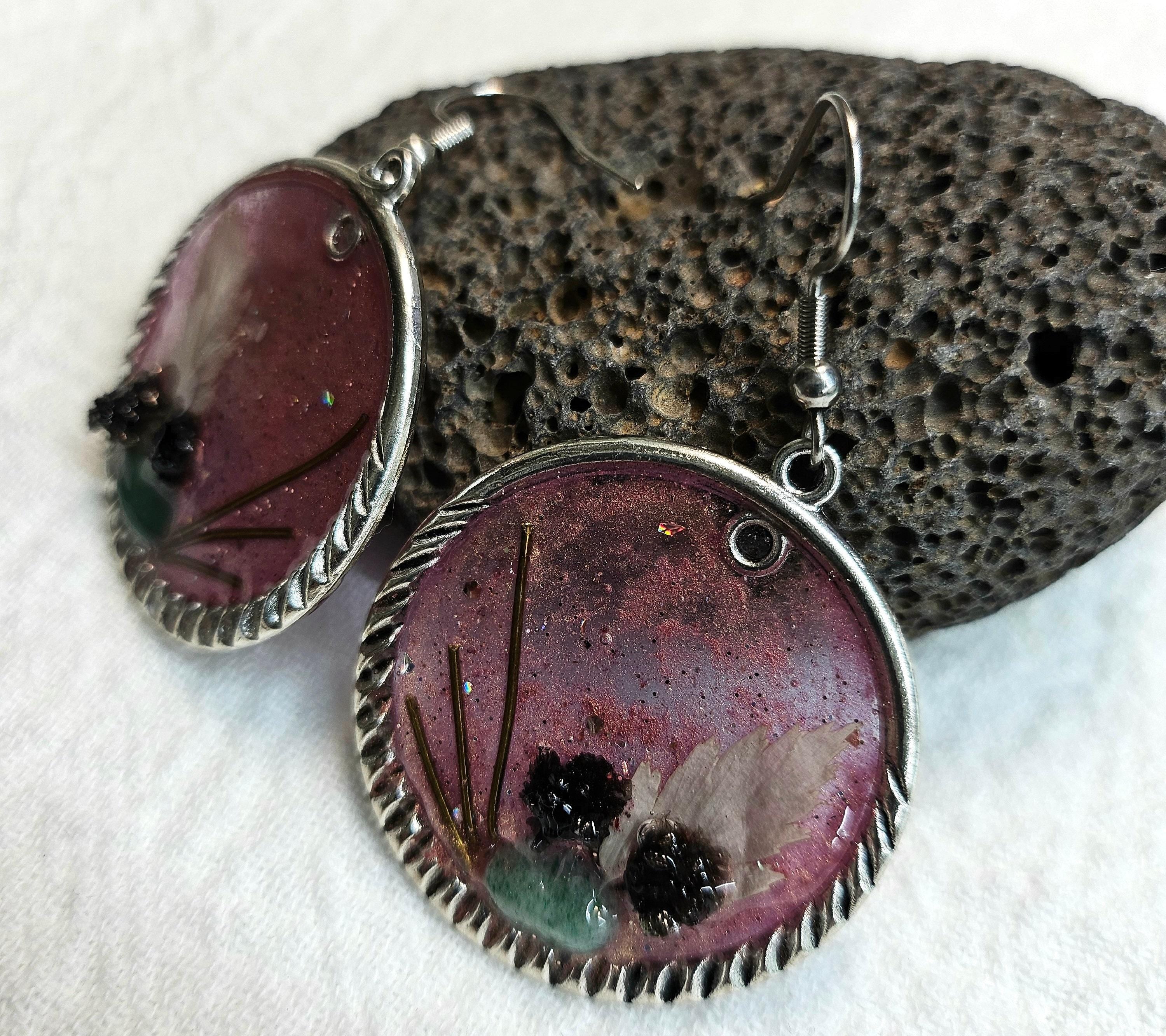 Dried Flower Earrings Rustic Boho Handmade Jewelry Gift for Her with FREE SHIPPING  Unique Nature-Inspired Accessory 313