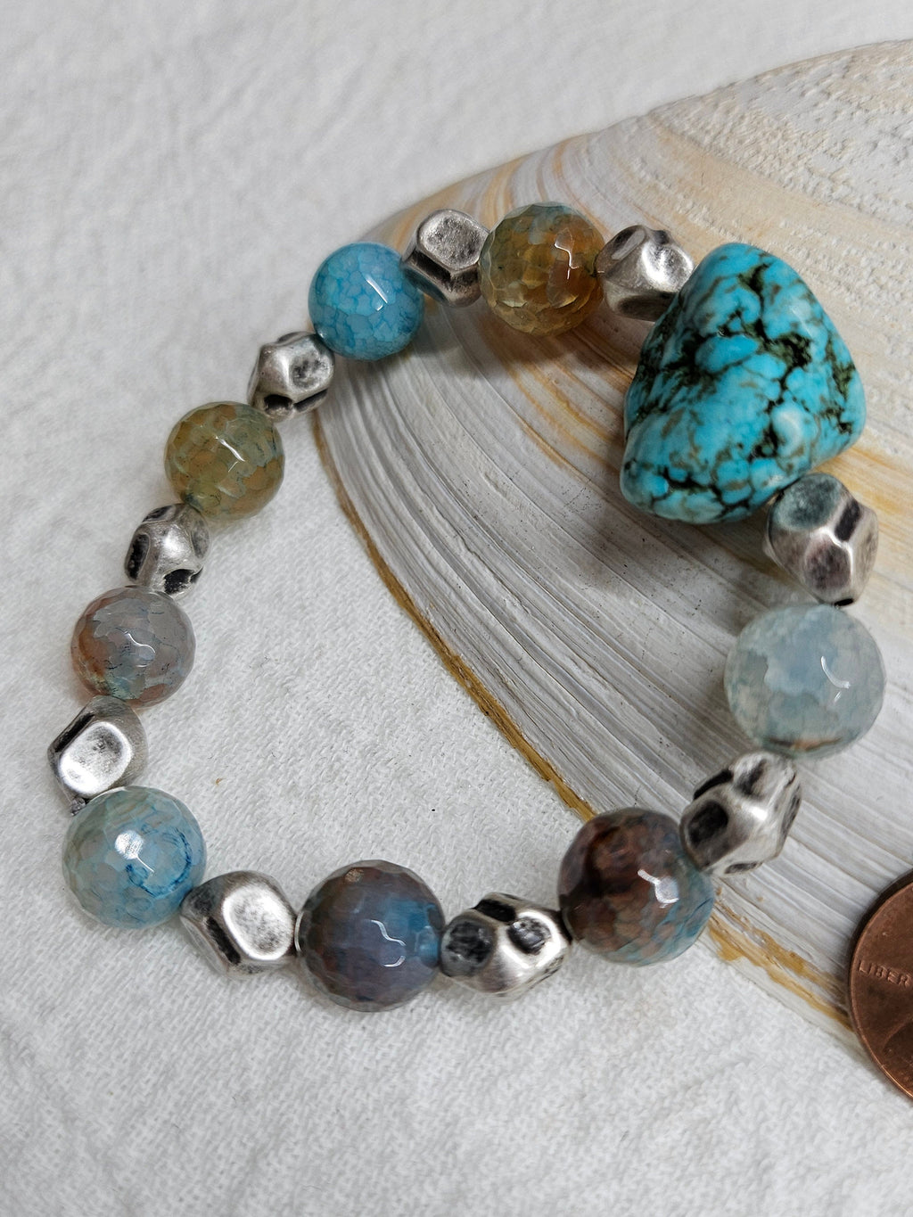 Natural Blue Apatite  Turquoise Stone Stretch Bracelet for Positive Vibes Stylish Accents  Comfortable Fit