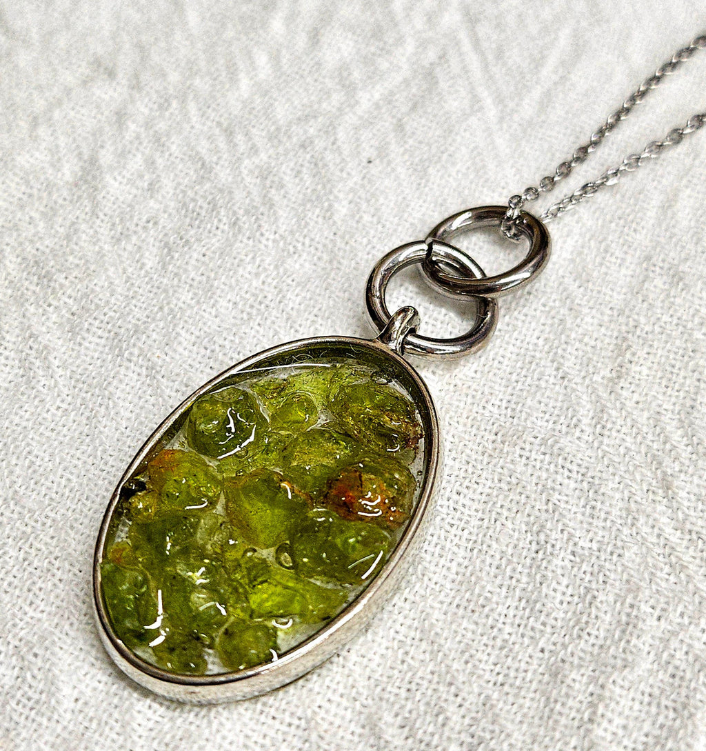 Hawaiian Peridot Pendant Necklace - Rustic Boho Handmade Jewelry Gift for Her - Unique Beachy Accessory with FREE Shipping