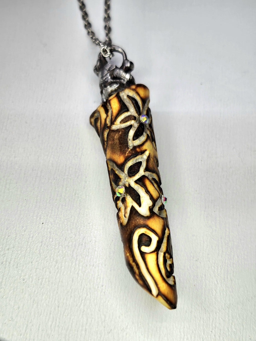 Handcarved Natural Deer Antler Point Pendant  Rustic Boho Handmade Jewelry Gift for Her  Free Shipping  Unique Nature-Inspired Design