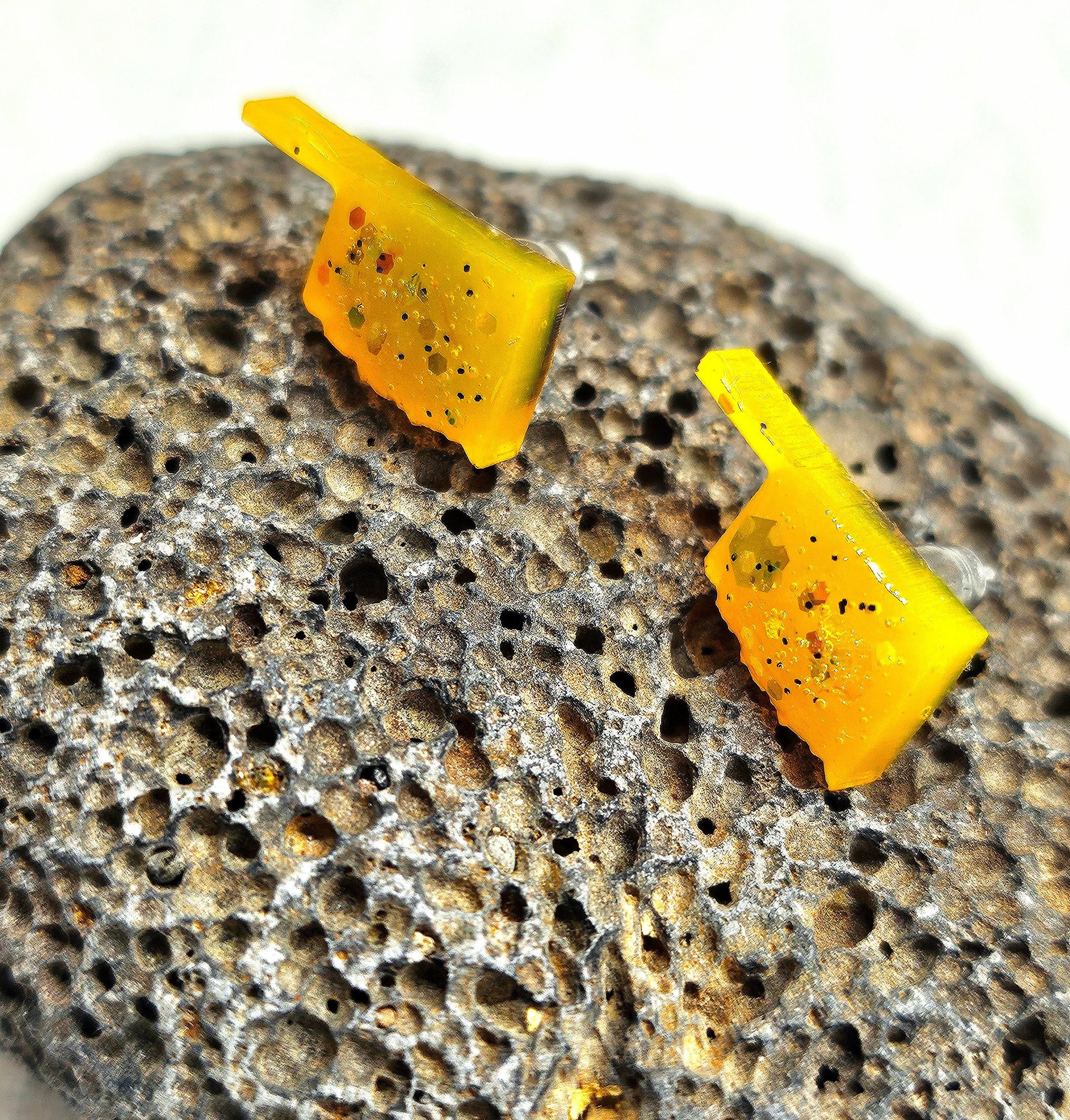 Oklahoma State Rustic Boho Handmade StudPost Earrings  Unique Jewelry Gift for Her  FREE Shipping