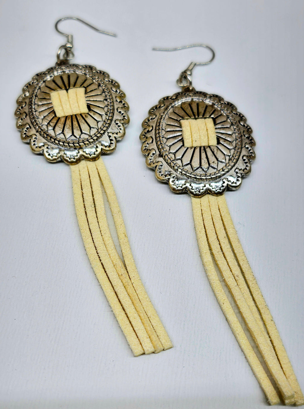 Genuine Leather Concho Dangle Earrings with Lightweight Stainless Steel Hooks for Effortless Chic Everyday Style