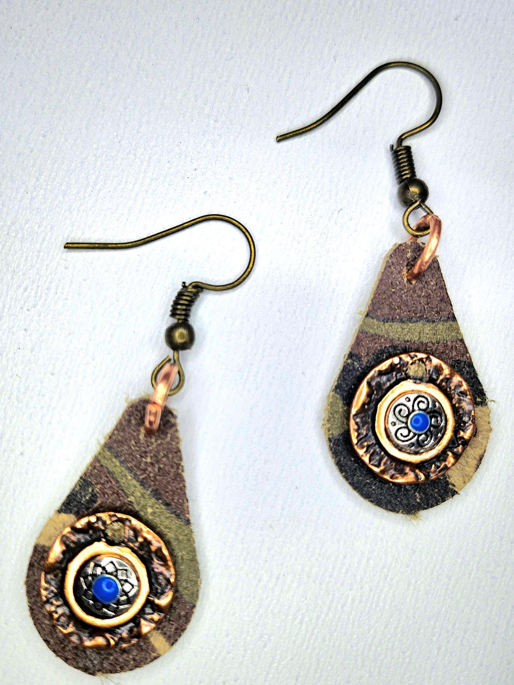 Handcrafted Camouflage Leather Earrings with Stainless Steel Hooks for Trendy Style  Lightweight Durability