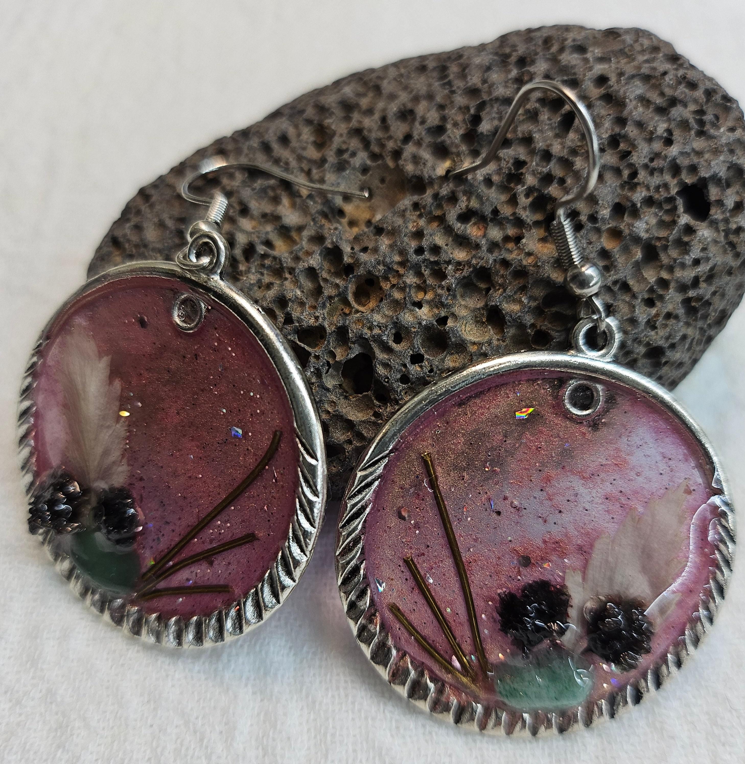 Dried Flower Earrings Rustic Boho Handmade Jewelry Gift for Her with FREE SHIPPING  Unique Nature-Inspired Accessory 313