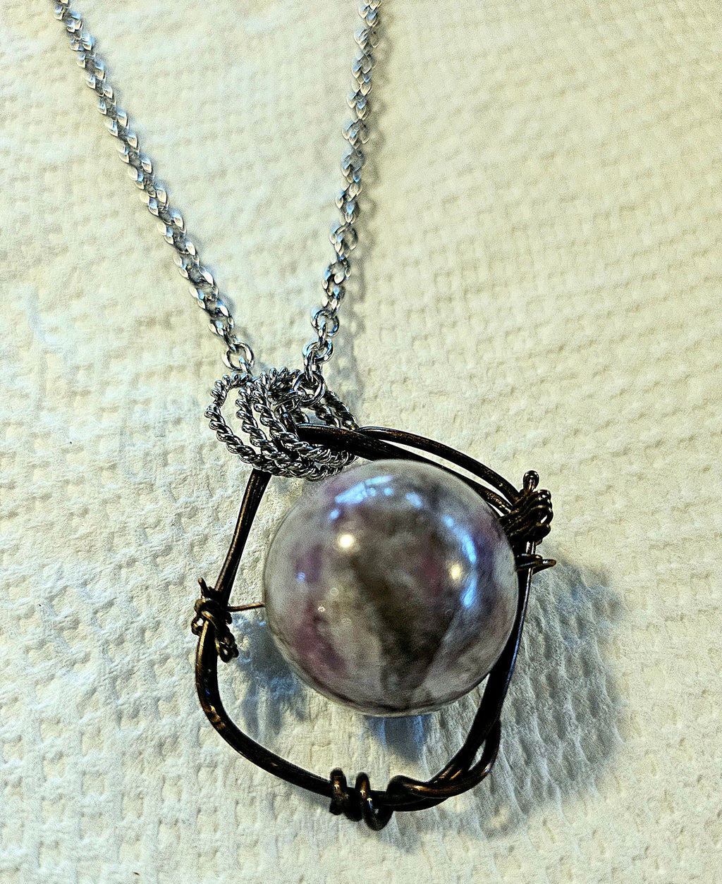 Purple Flower Jade Pendant on Stainless Steel Chain - Joyful Aura Enhancer for Happiness Lovers Unique Gift for Spontaneous Joy  Dance