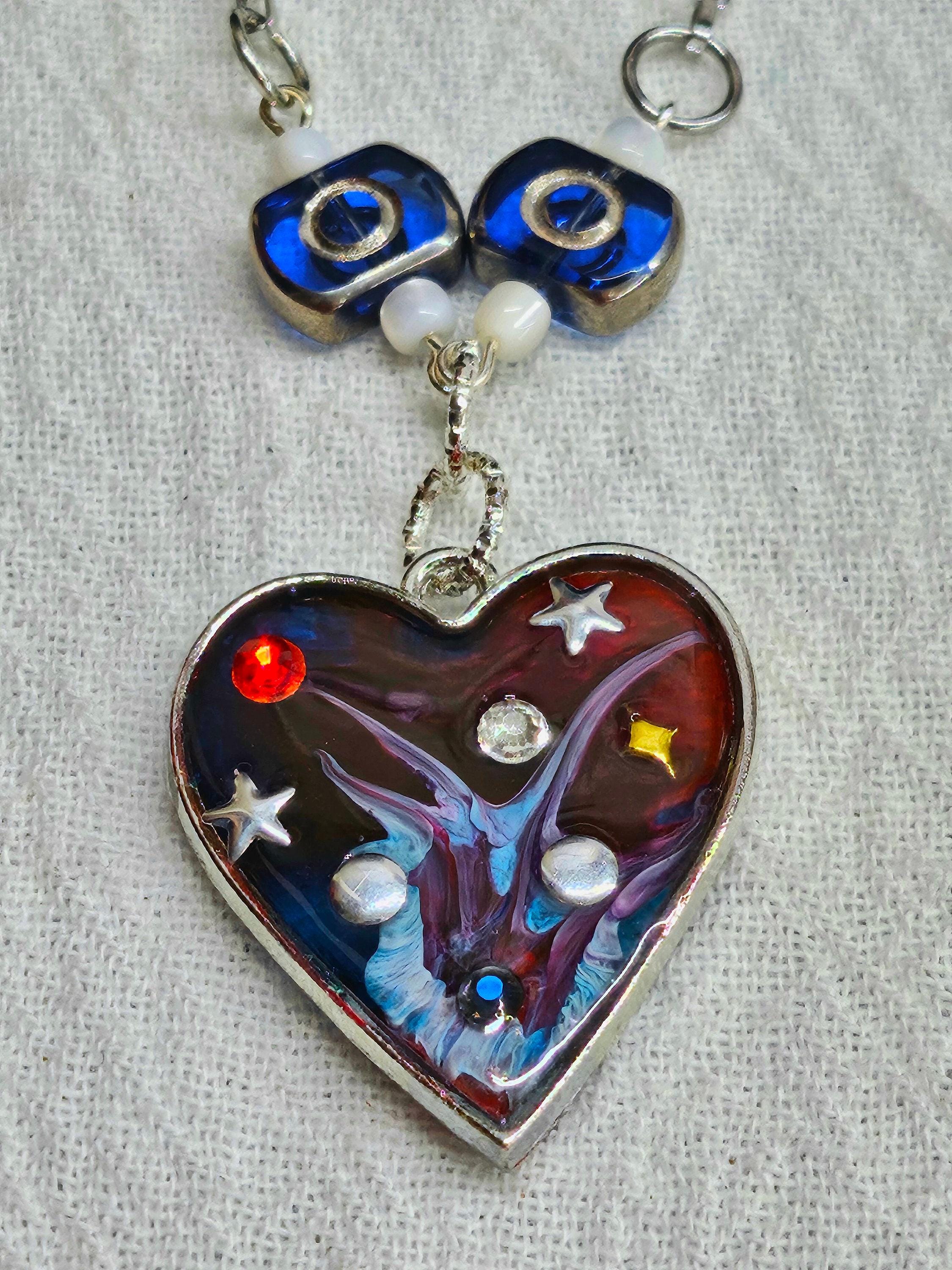 Handcrafted Mother of Pearl  Resin Pendant Necklace  Rustic Boho Handmade Jewelry Gift for Her  FREE Shipping 318