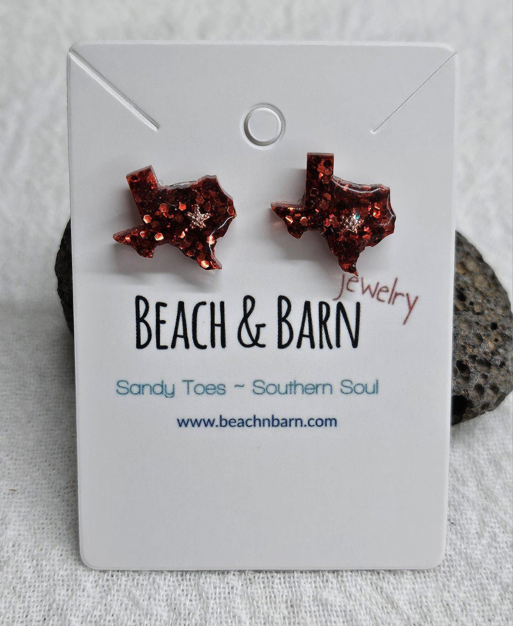 Texas Resin Stud Earrings with Glitter  Stainless Steel Post - Handmade Rustic Boho Jewelry for Everyday Wear Perfect Gift