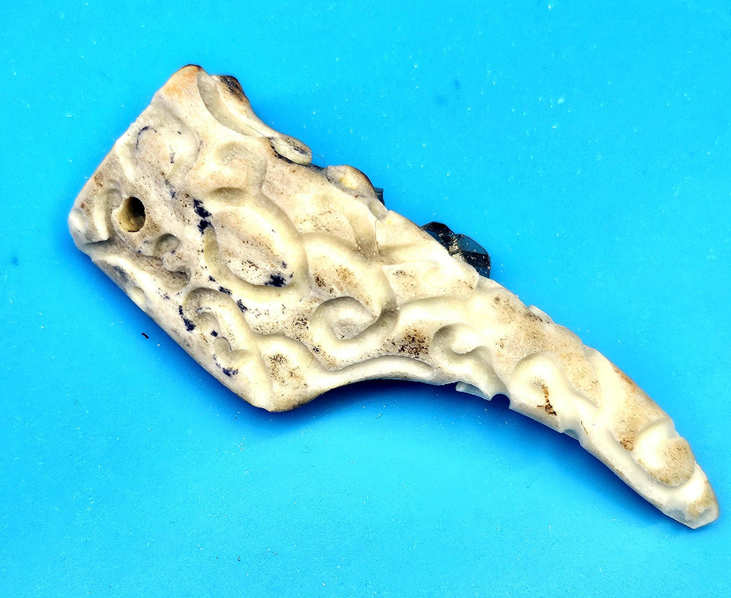 Hand Carved Deer Tine  Pyrite Nugget Pendant on Stainless Steel Chain  Rustic Woodland Jewelry Good Luck Charm for Nature Lovers