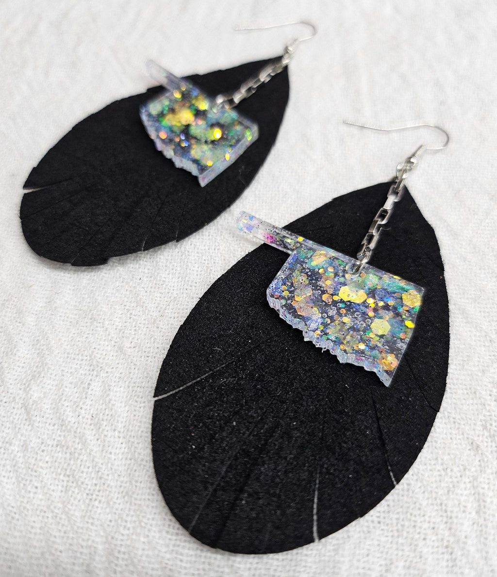 Oklahoma  Fringe Leather Earrings  Handmade Rustic Boho Jewelry Gift for Her  FREE Shipping Unique Statement Accessories