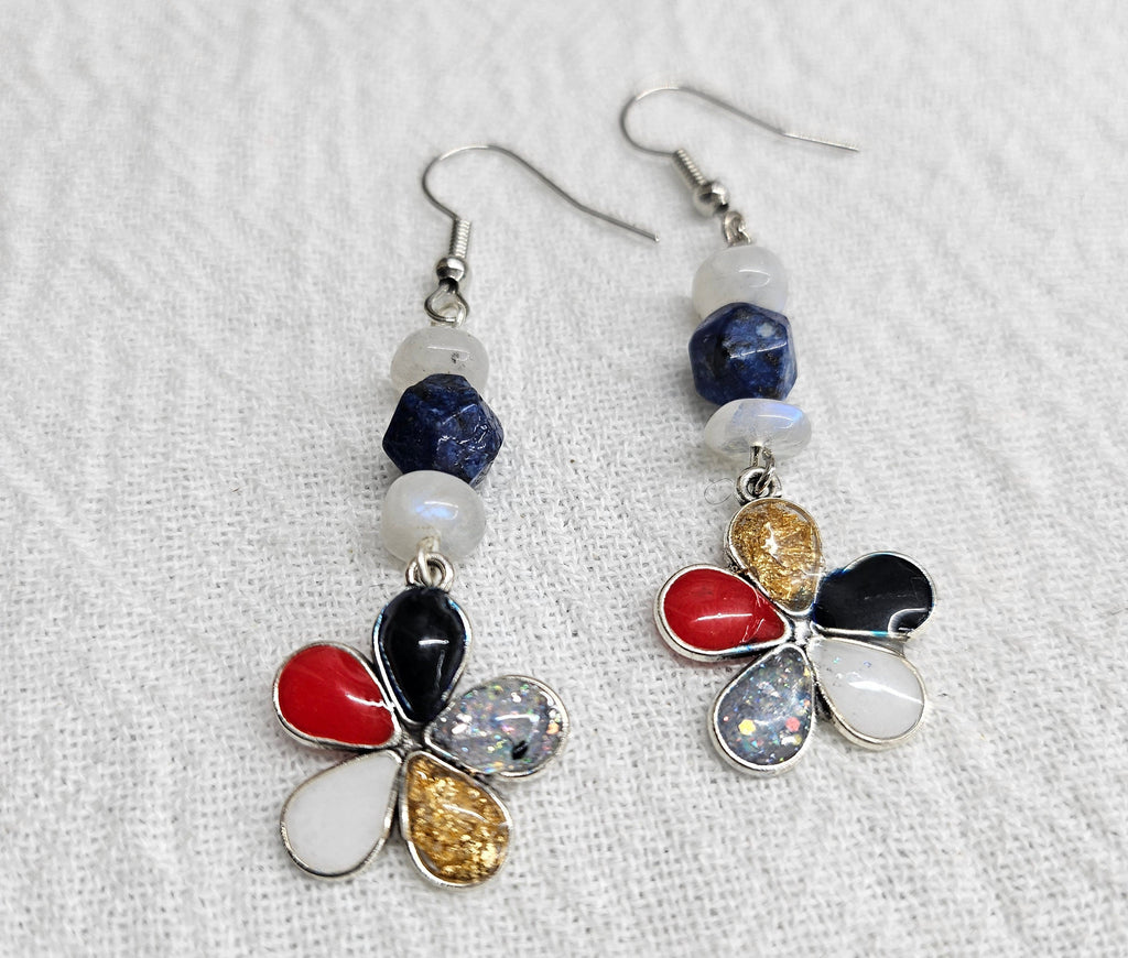 Sodalite  Moonstone Dangle Earrings with Stainless Steel Hooks for Lightweight Comfort and Unique Style