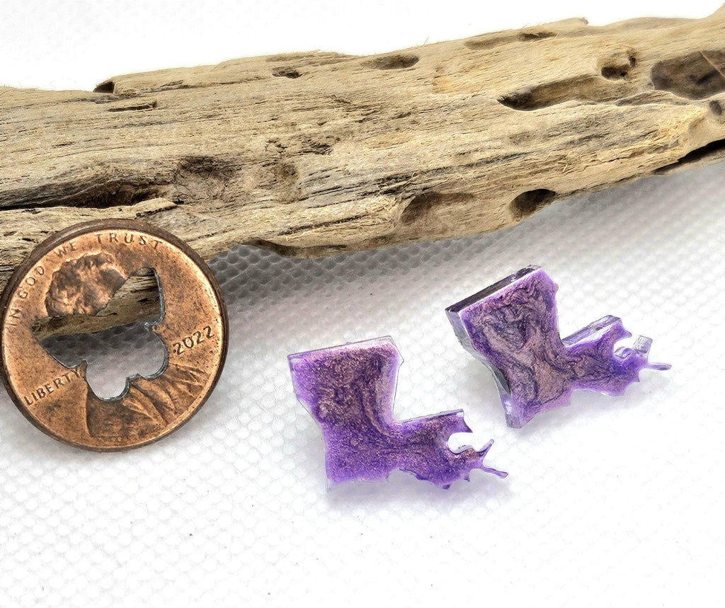 Resin Louisiana State Post Earrings  Rustic Boho Handmade Jewelry Gift for Her  FREE Shipping Stylish Everyday Wear