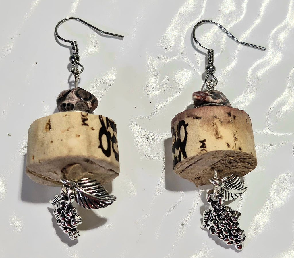 Leopard Skin Jasper  Cork Earrings with Stainless Steel Hooks - Lightweight Unique Nature-Inspired Jewelry for Stylish Adventures
