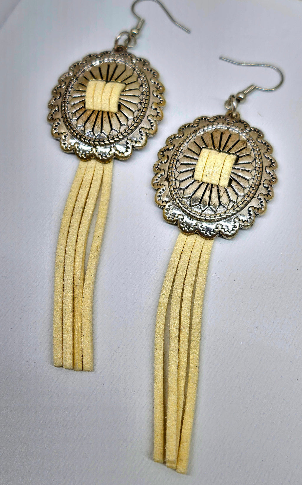 Genuine Leather Concho Dangle Earrings with Lightweight Stainless Steel Hooks for Effortless Chic Everyday Style