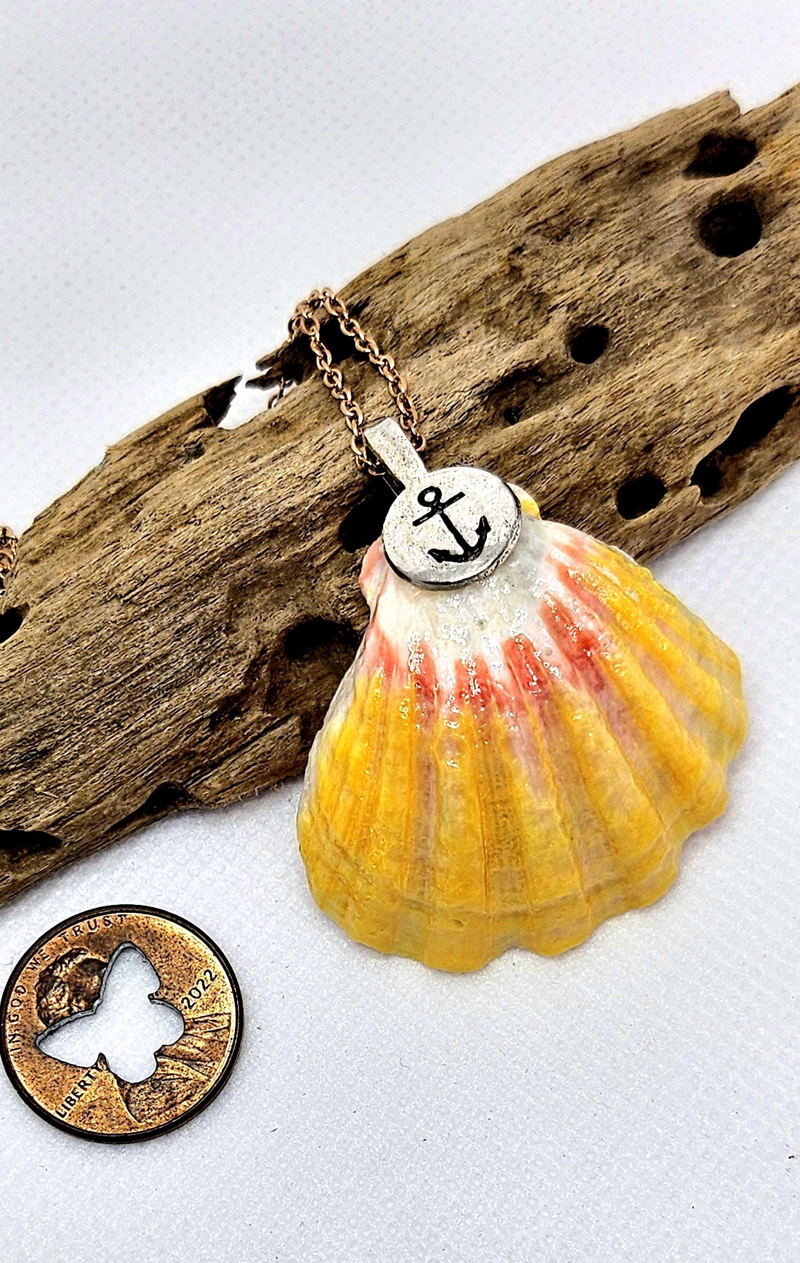 Rare Hawaiian Sunrise Shell Pendant with Dazzling Rose Gold Chain for Unique Rustic Boho Style