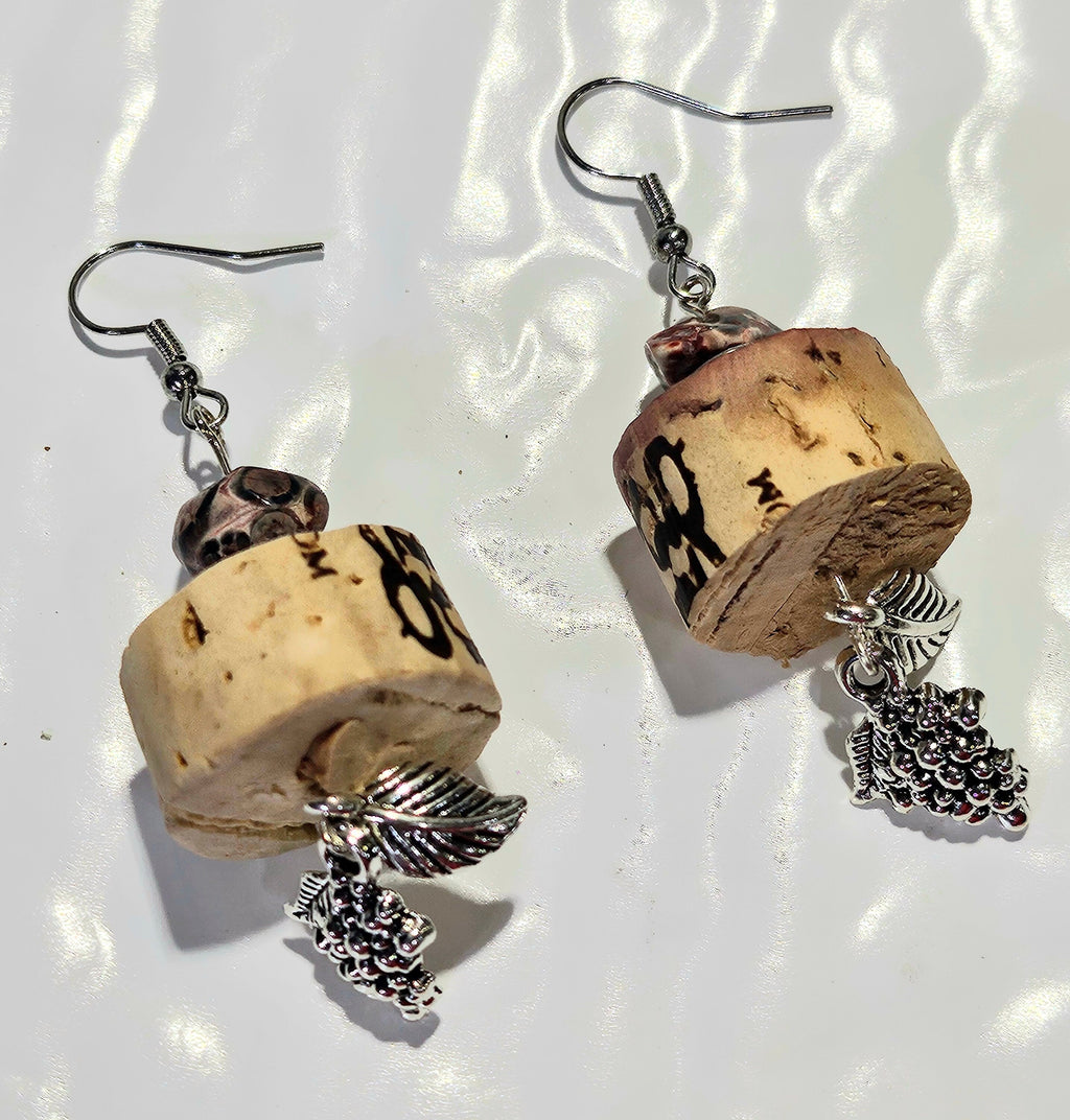 Leopard Skin Jasper  Cork Earrings with Stainless Steel Hooks - Lightweight Unique Nature-Inspired Jewelry for Stylish Adventures