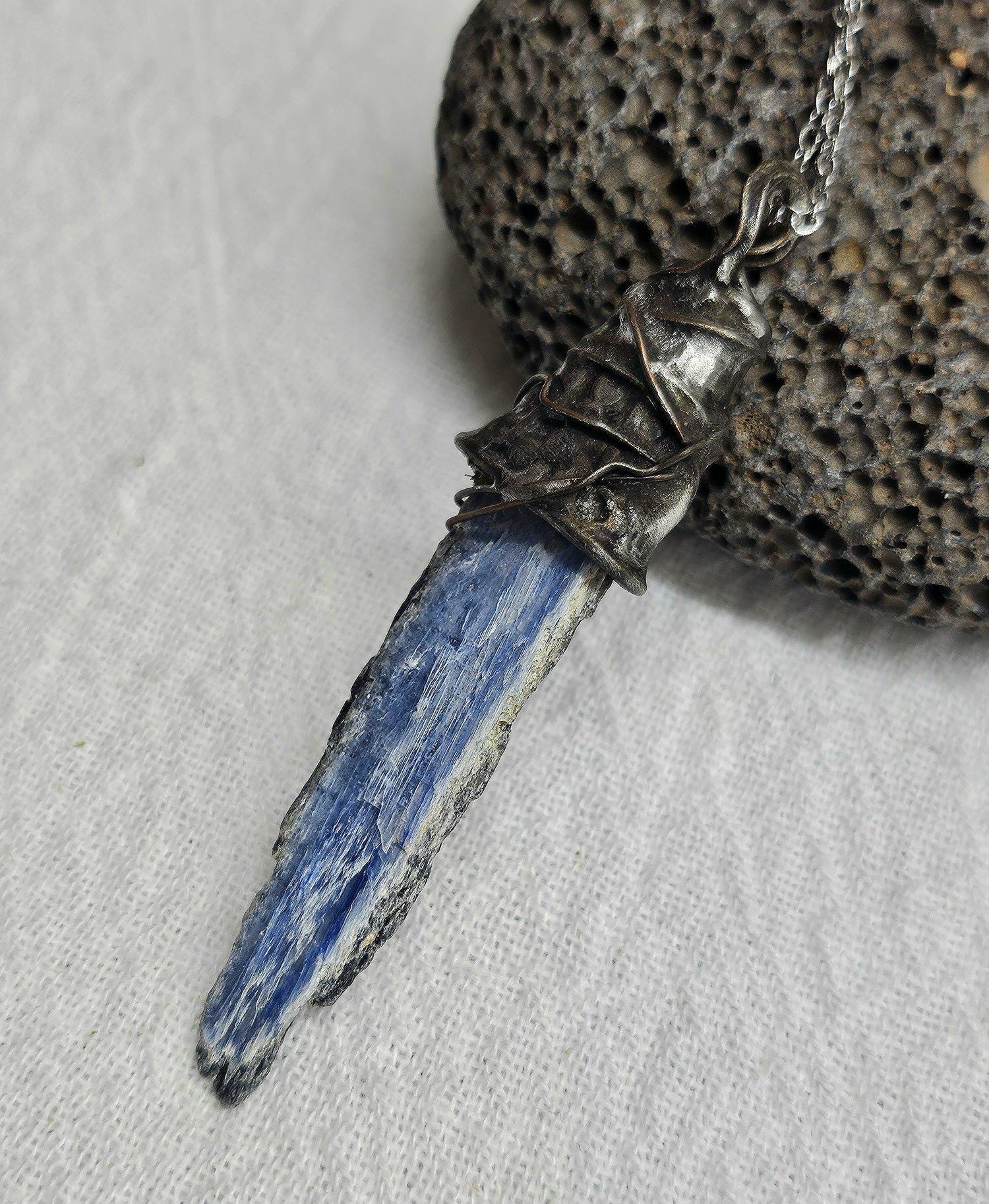 Kyanite  Silver Solder Pendant Necklace - Enchanting Blue Gem Jewelry for Magical Style  Everyday Elegance