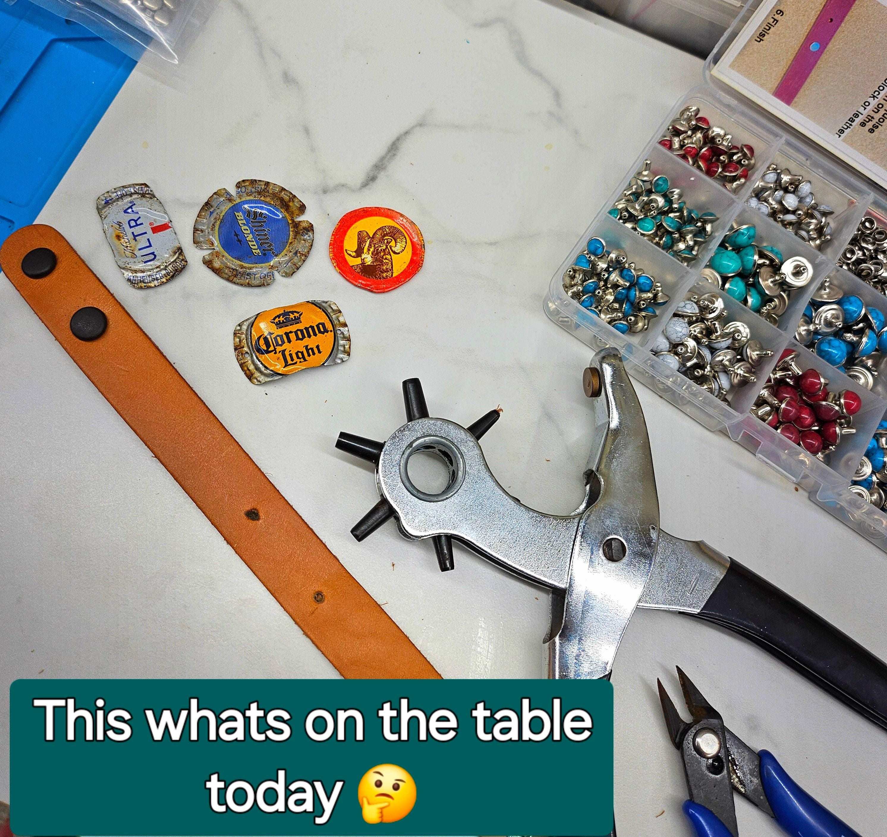 Beer Top Leather Cuff Bracelet - Rustic Boho Handmade Accessory - Unique Jewelry Gift for Her - Free Shipping  Statement Piece 387