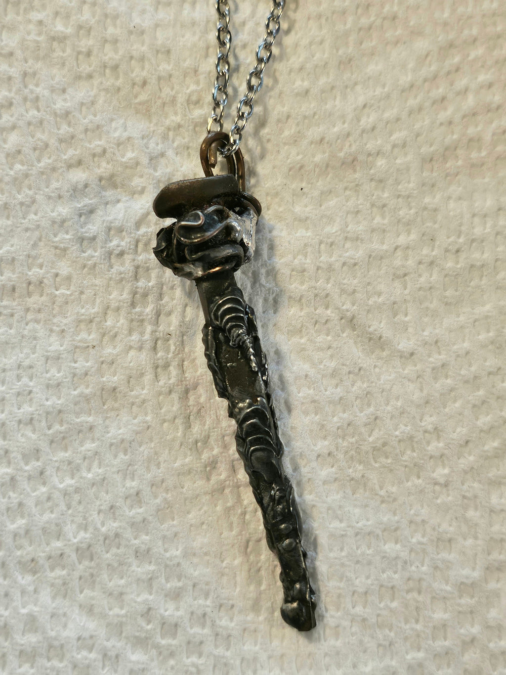 Silver Solder Horse Shoe Nail Pendant on Stainless Steel Chain for Horse Lovers Rustic Jewelry Accessory Unique Gift Idea