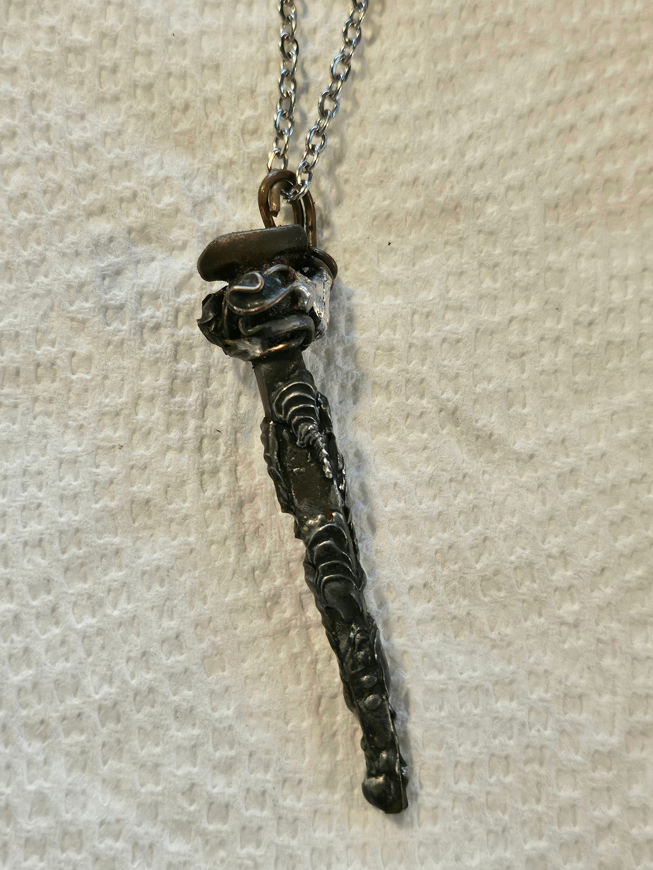 Silver Solder Horse Shoe Nail Pendant on Stainless Steel Chain for Horse Lovers Rustic Jewelry Accessory Unique Gift Idea