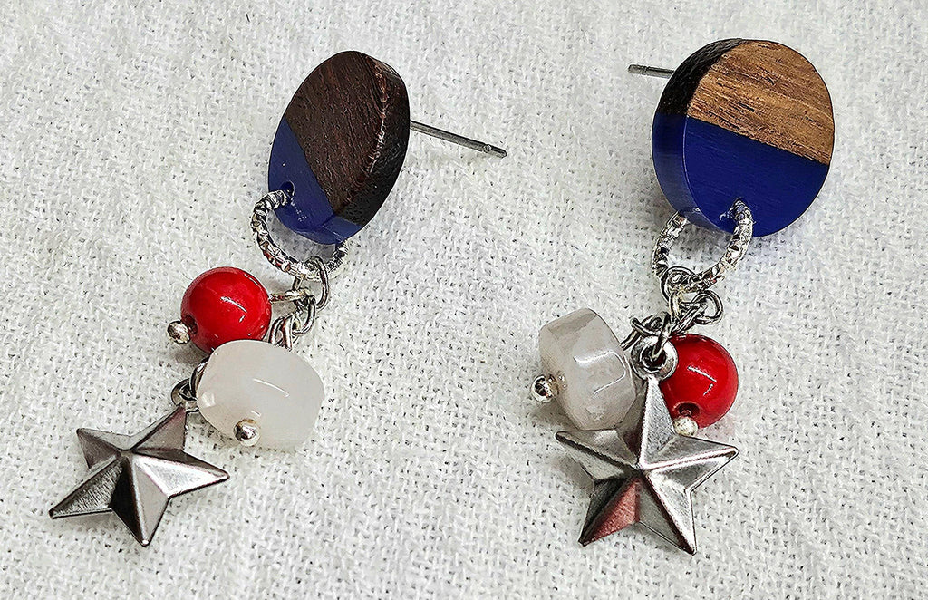 Moonstone  Wooden Earrings - Handmade Rustic Boho Jewelry Gift for Her - Free Shipping on Unique Accessories 316