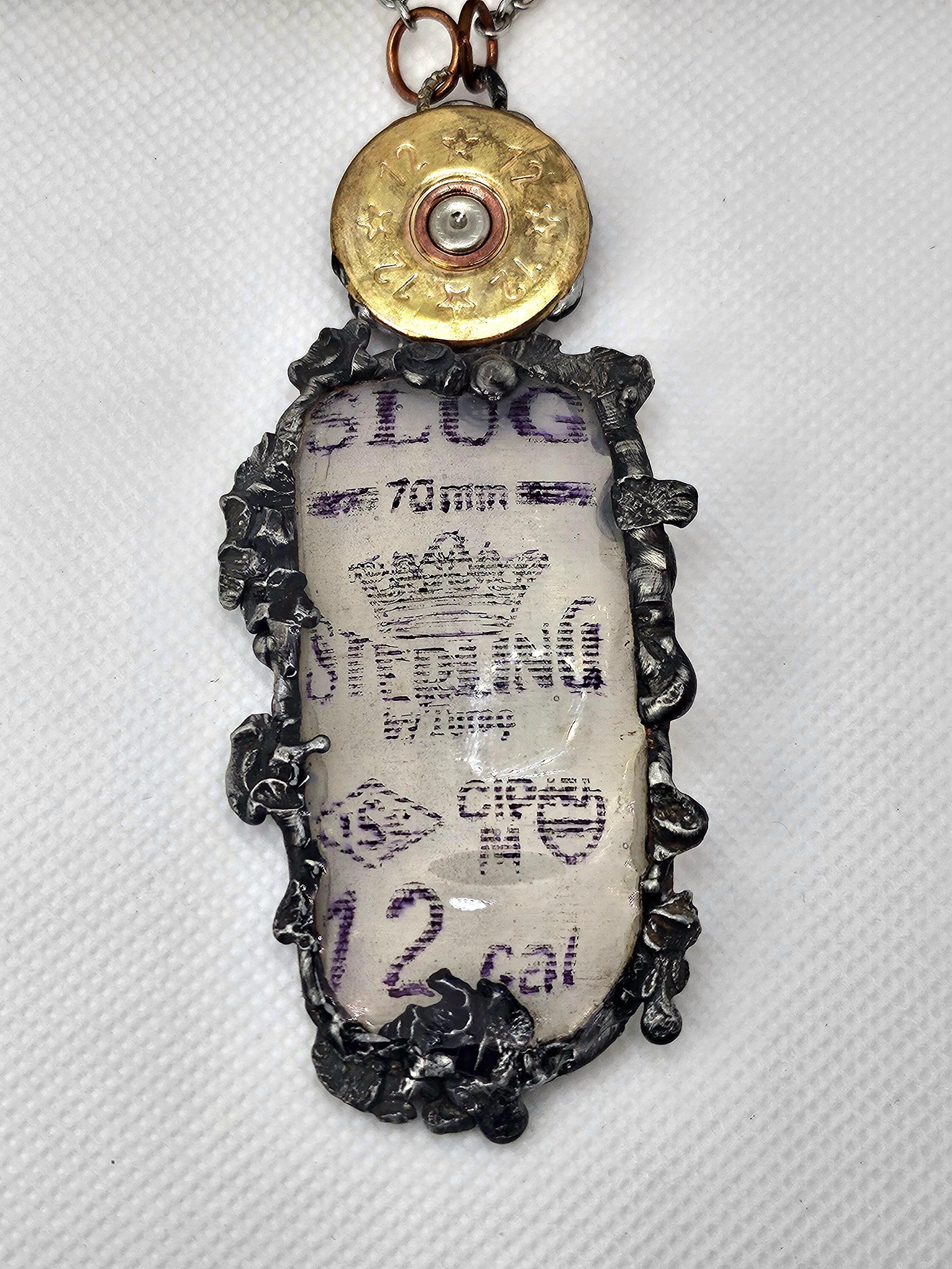 12 Gauge Shotgun Shell Casing  Brass Pendant Necklace  Rustic Boho Handmade Jewelry Gift for Her  Free Shipping