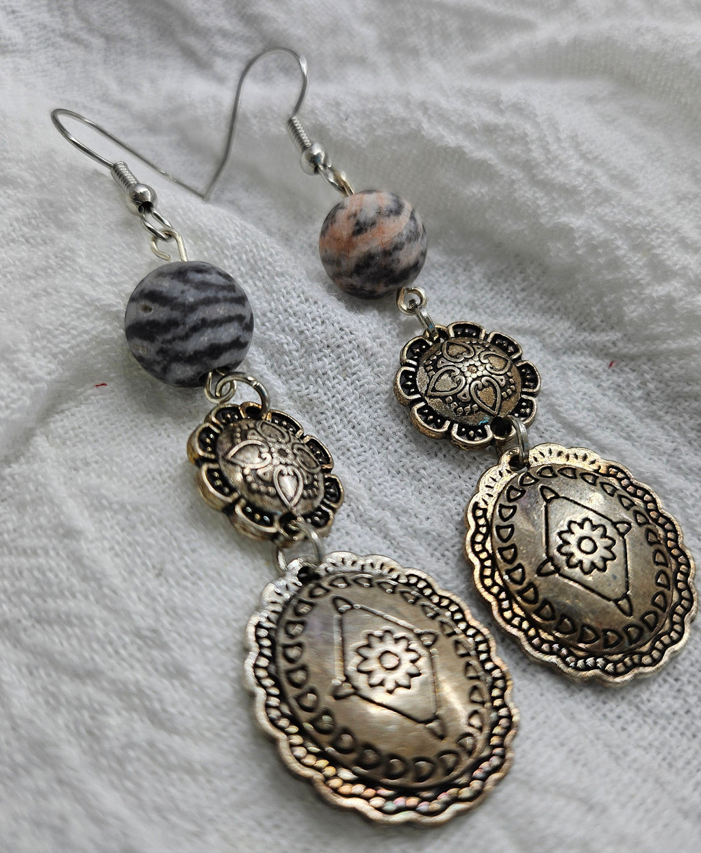 Matte Pink Zebra Stone Drop Earrings with Lightweight Stainless Steel Hooks for Effortless Chic Style