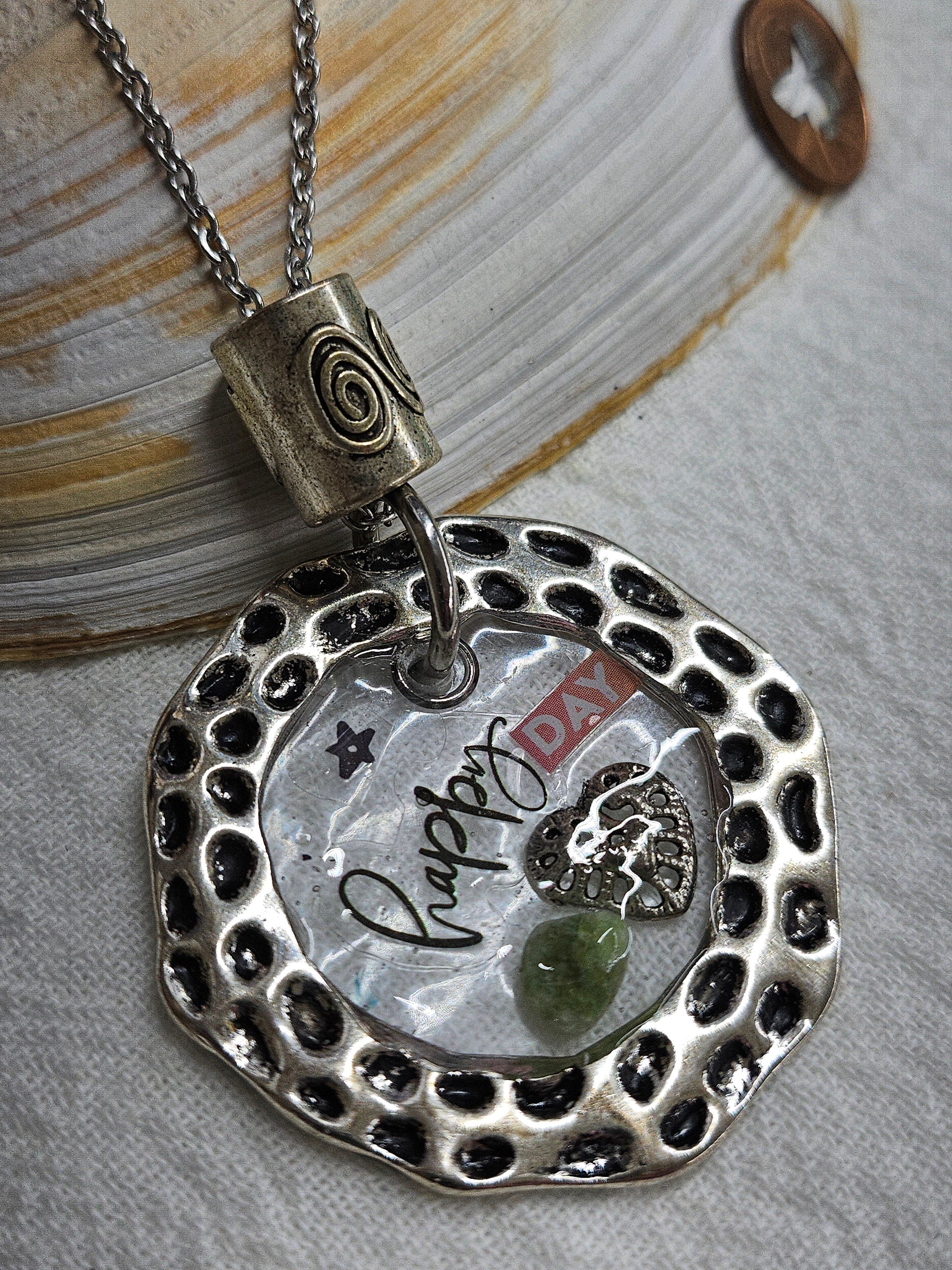 Unique Multi-Media Resin Pendant Necklace for Whimsical Accessorizing Lightweight  Eye-Catching Jewelry