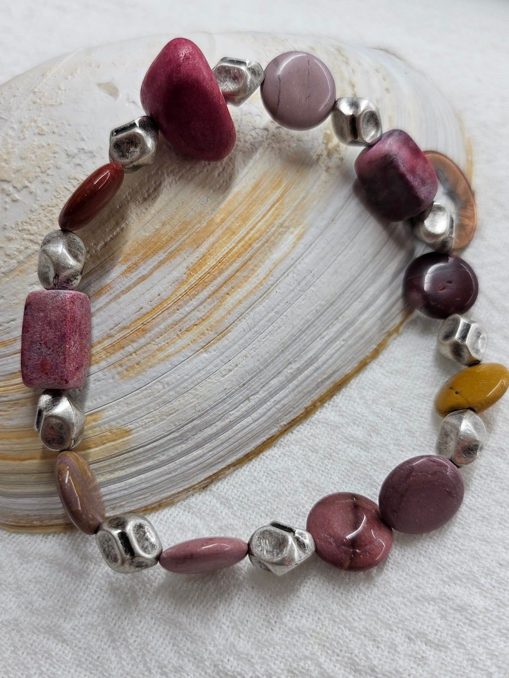 Stretch Natural Mookite Stone Bracelet with Unique Earthy Tones - Stylish Accessory for Any Wrist Size Perfect Conversation Starter