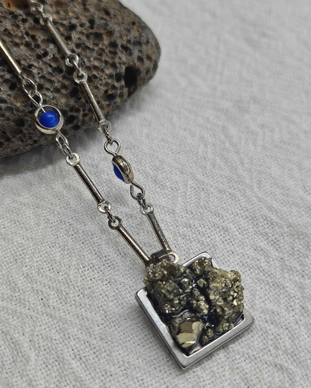 Pyrite Nugget Pendant Necklace - Rustic Boho Handmade Jewelry Gift for Her - Unique Statement Piece with Free Shipping