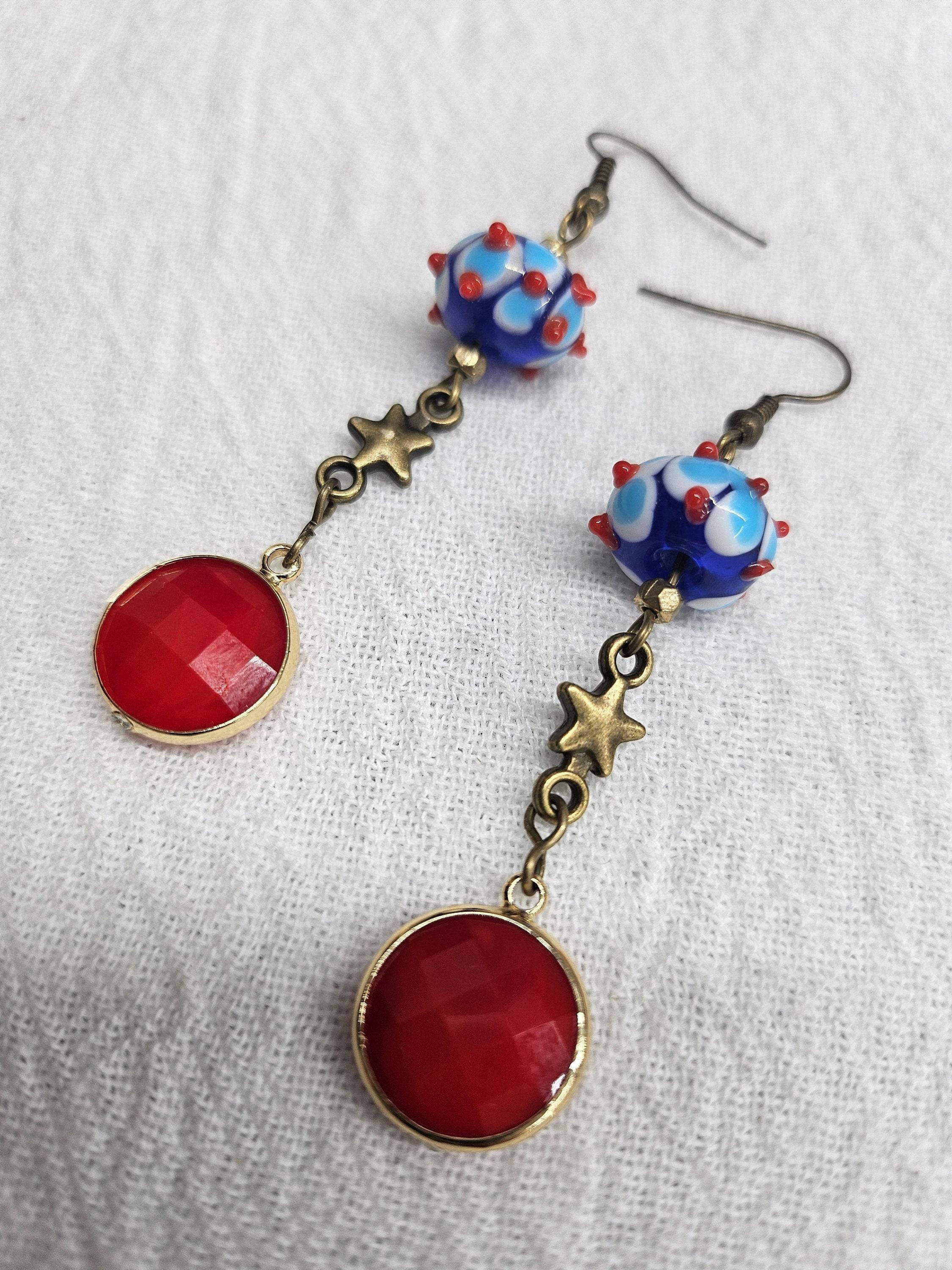 Handmade Rustic Boho Lampwork Bead Drop Earrings for Women - Unique Jewelry Gift with Free Shipping - Perfect for Everyday Wear