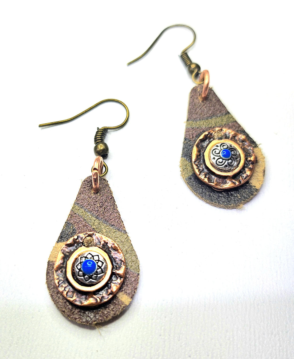 Handcrafted Camouflage Leather Earrings with Stainless Steel Hooks for Trendy Style  Lightweight Durability