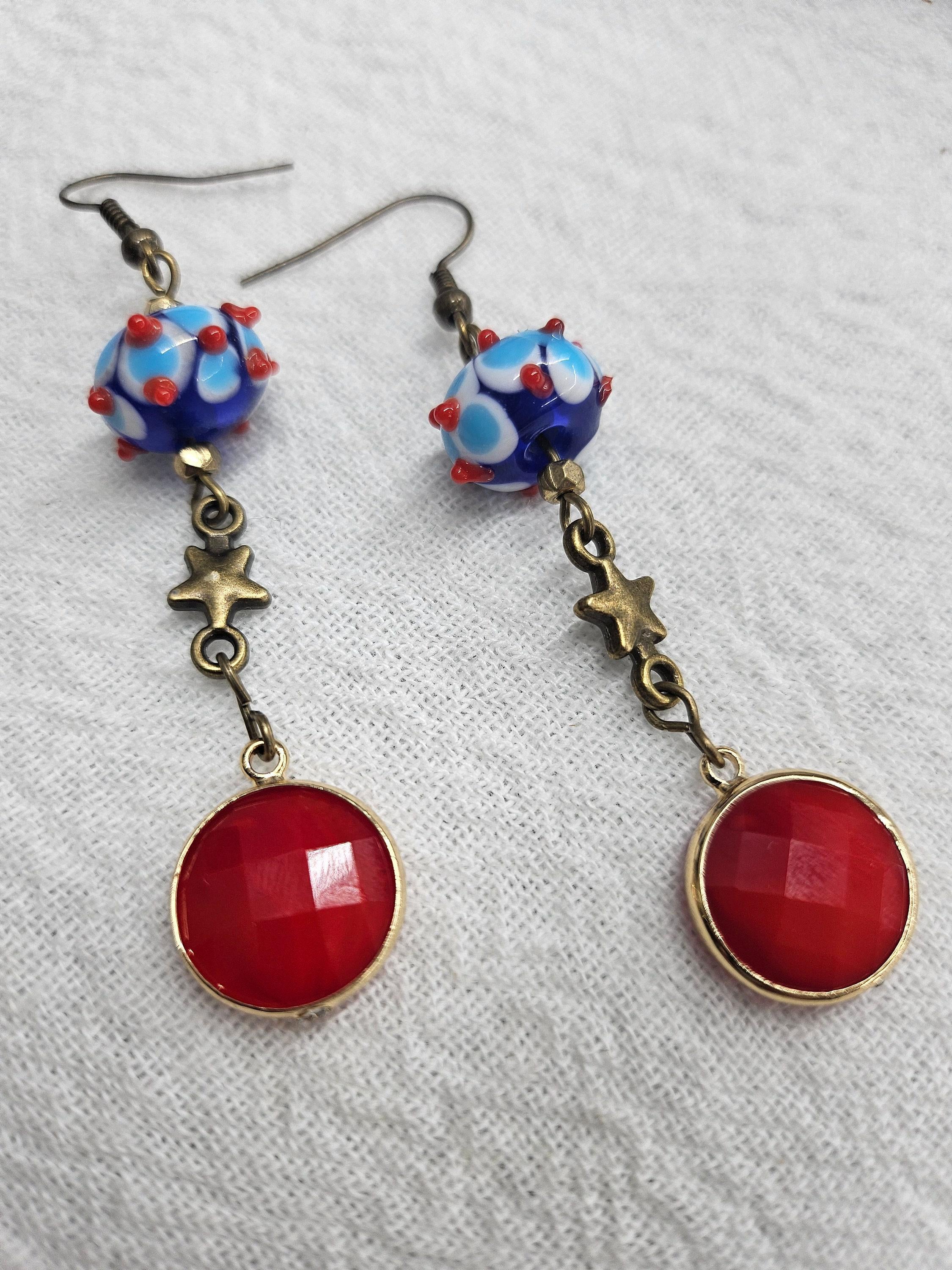 Handmade Rustic Boho Lampwork Bead Drop Earrings for Women - Unique Jewelry Gift with Free Shipping - Perfect for Everyday Wear