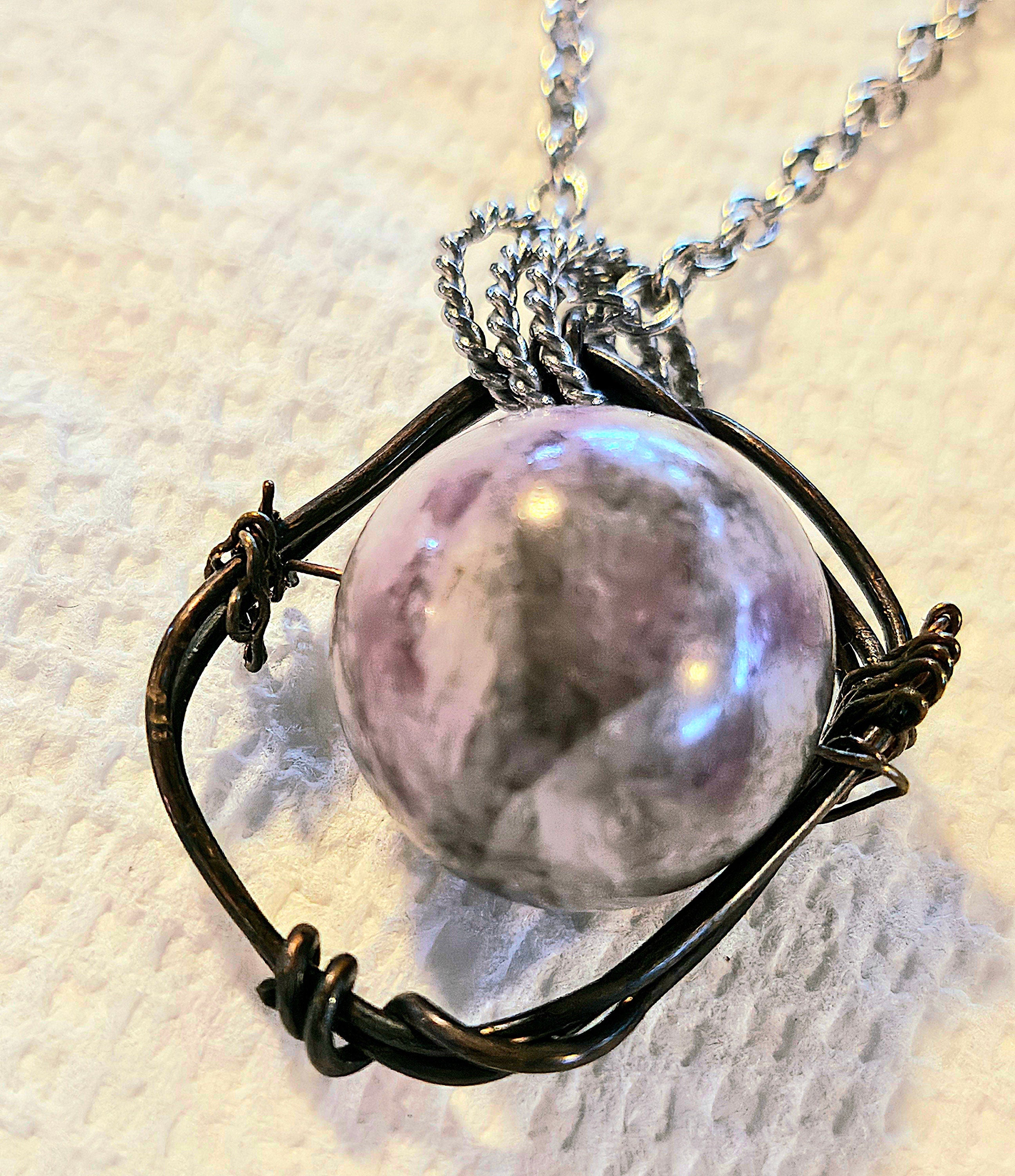 Purple Flower Jade Pendant on Stainless Steel Chain - Joyful Aura Enhancer for Happiness Lovers Unique Gift for Spontaneous Joy  Dance