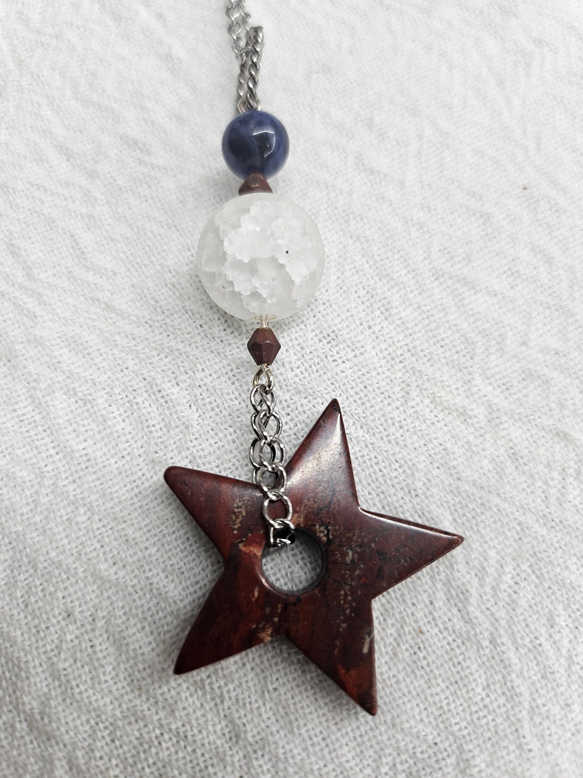 Sodalite  Tiger Iron Pendant Necklace - Rustic Boho Handmade Jewelry Gift for Her - Unique Statement Piece with FREE SHIPPING - Artisan