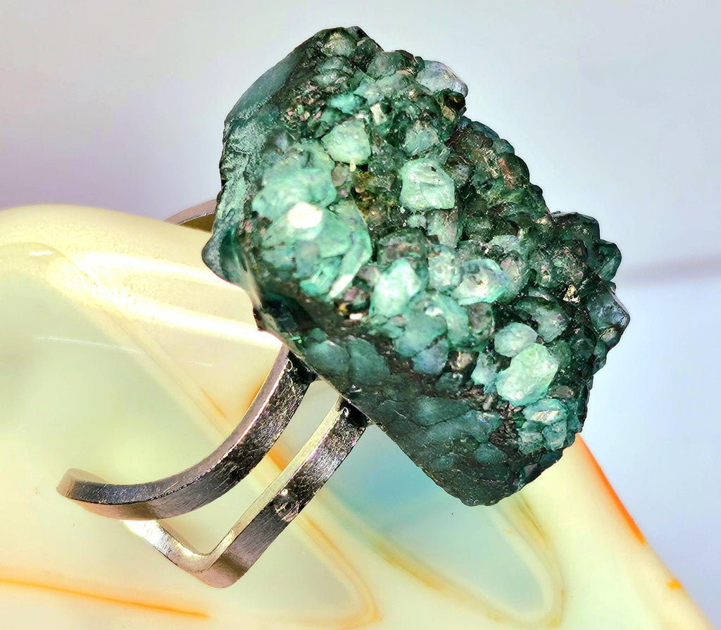Handmade Green Rough Agate Ring  Rustic Boho Jewelry Gift for Her  Unique Semi-Precious Stone Accessory with FREE Shipping