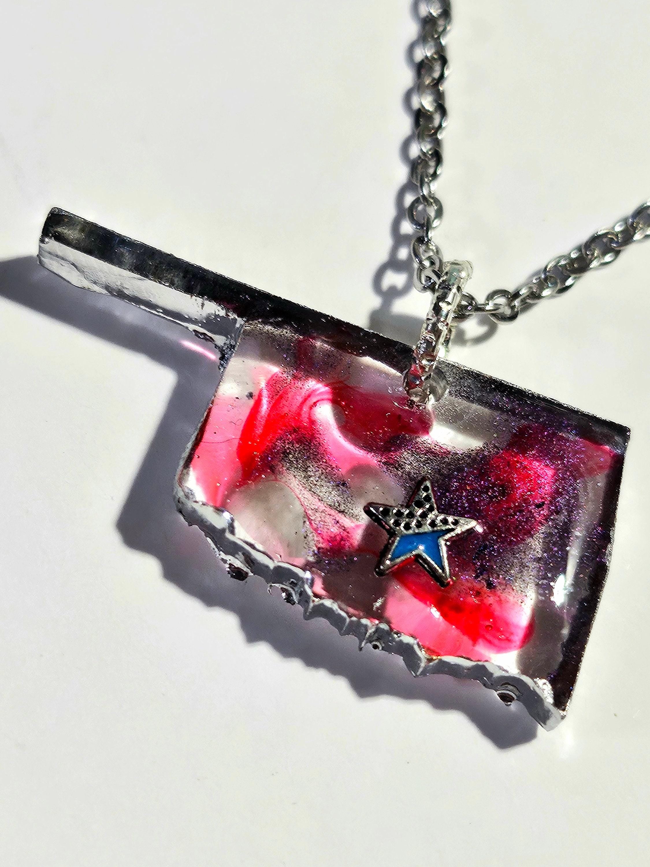 Oklahoma Pendant Necklace  Rustic Boho Handmade Jewelry Gift for Her  Free Shipping  Fast Delivery 317