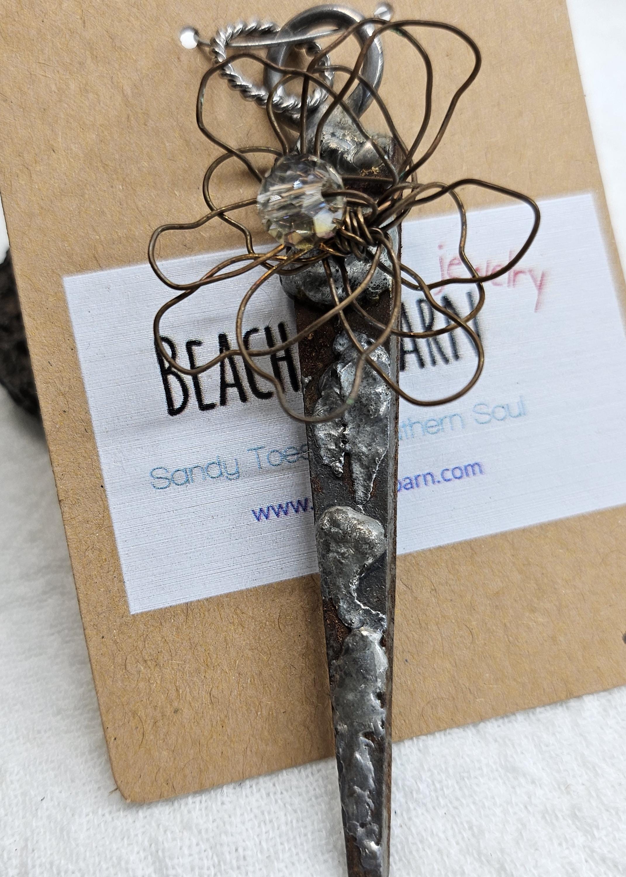 Silver Solder Horse Shoe Nail Pendant - Quirky Lucky Charm Jewelry for Horse Lovers  Fashionistas Unique Gift Idea